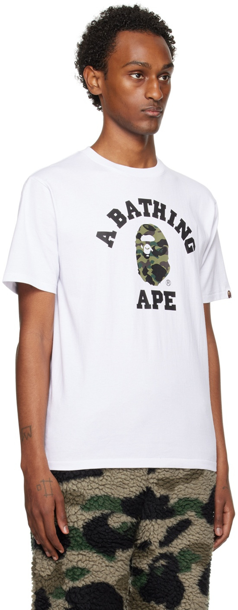 A BATHING APE® White 1st Camo College T-Shirt outlook
