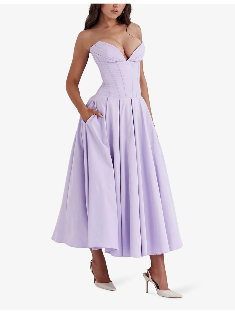 Lady plunge-neck stretch-cotton midi dress 3