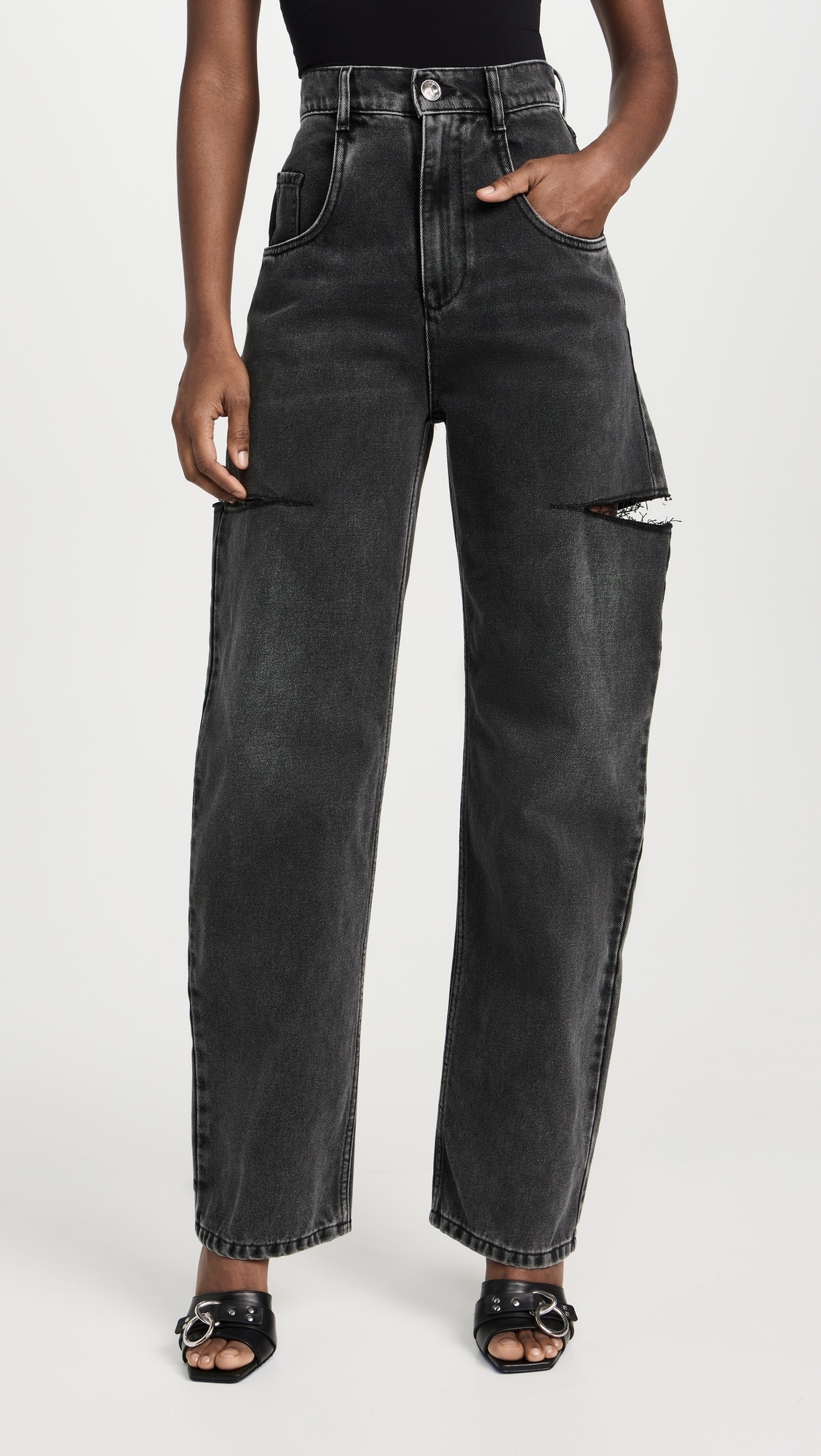 Denim Jeans with Slash Details - 1