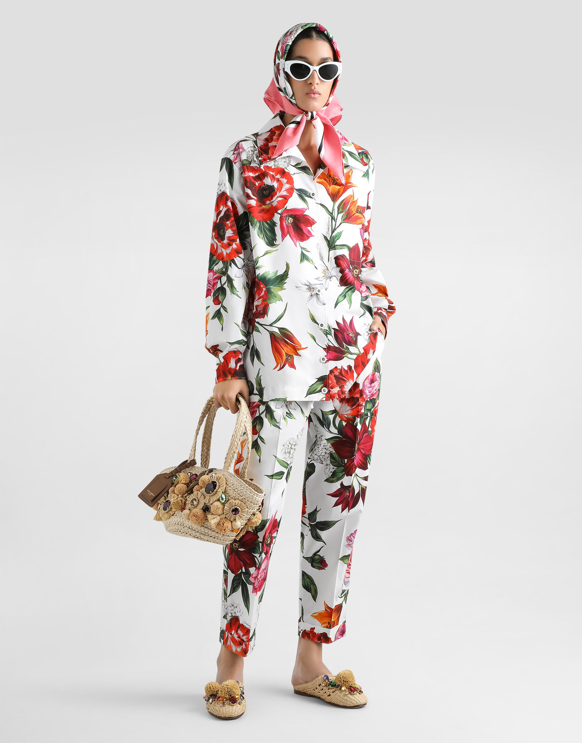 Flower-print poplin shirt - 2
