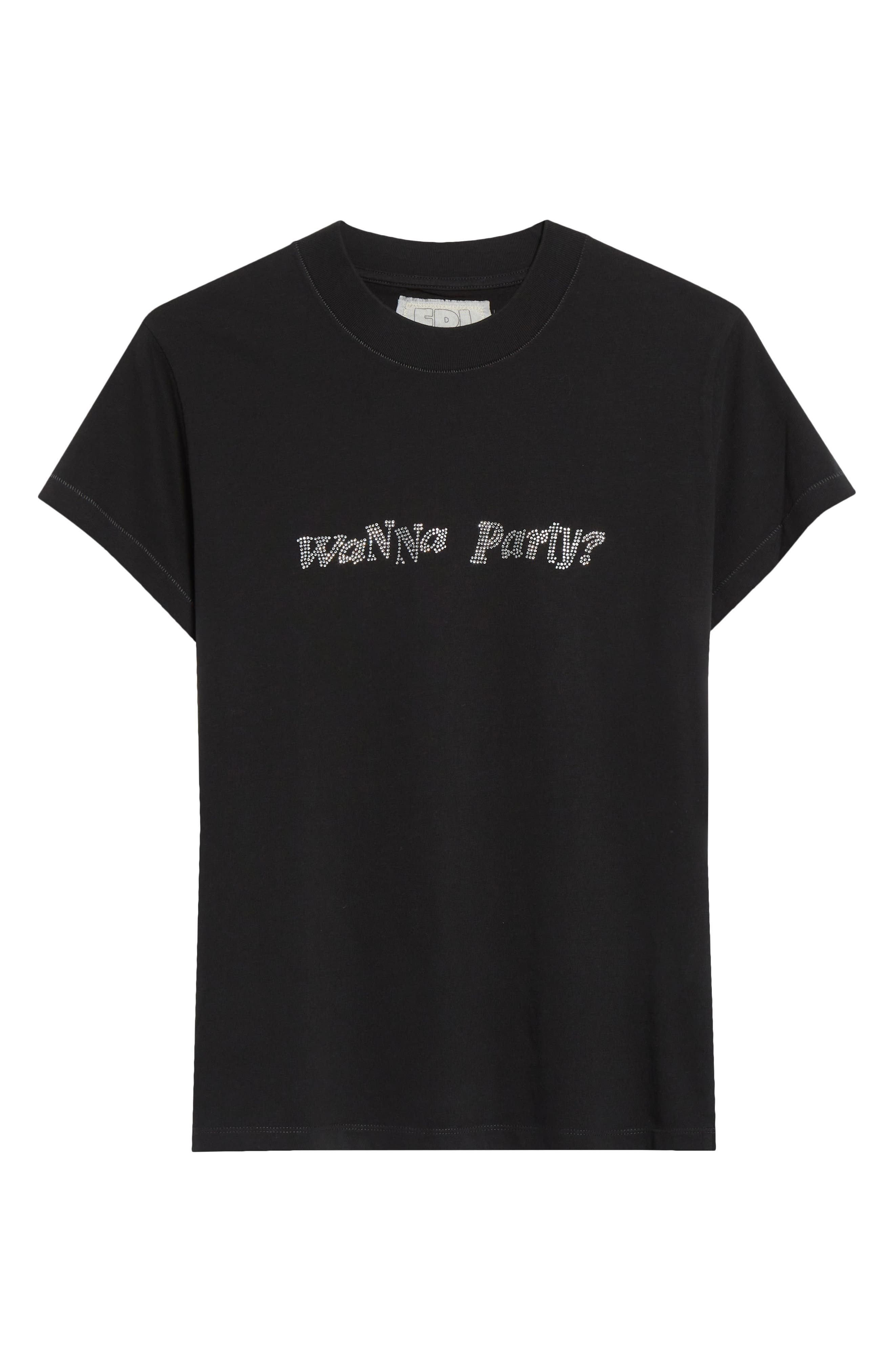 ERL Gender Inclusive Crystal Embellished Wanna Party T-Shirt in Black at Nordstrom - 6
