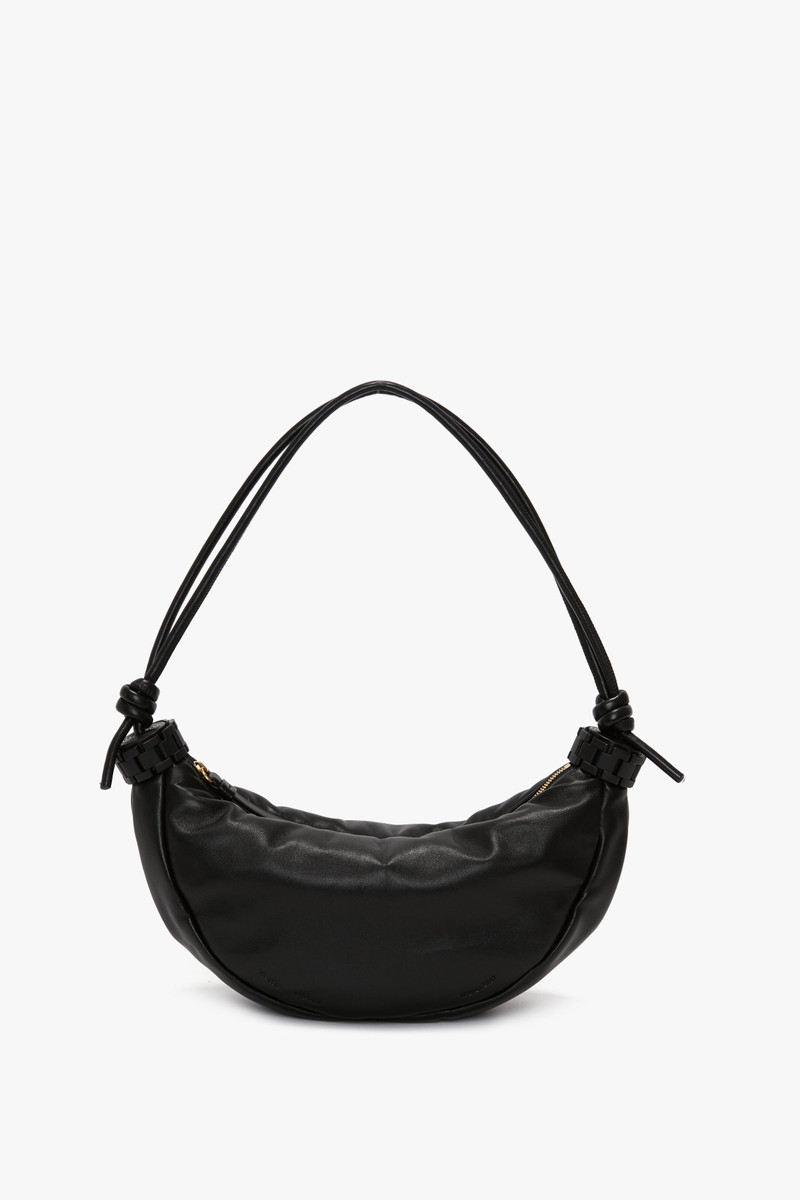 Puffy Half Moon Shoulder Bag In Black Leather 1
