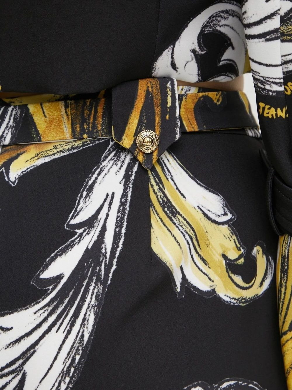 baroque-print belted trousers - 4