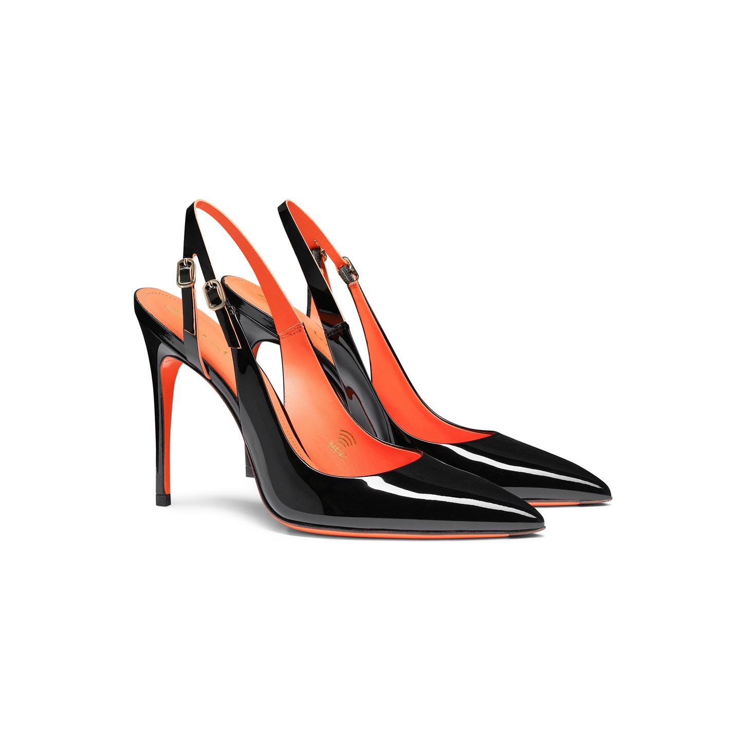Women's black patent leather high-heel slingback - 2