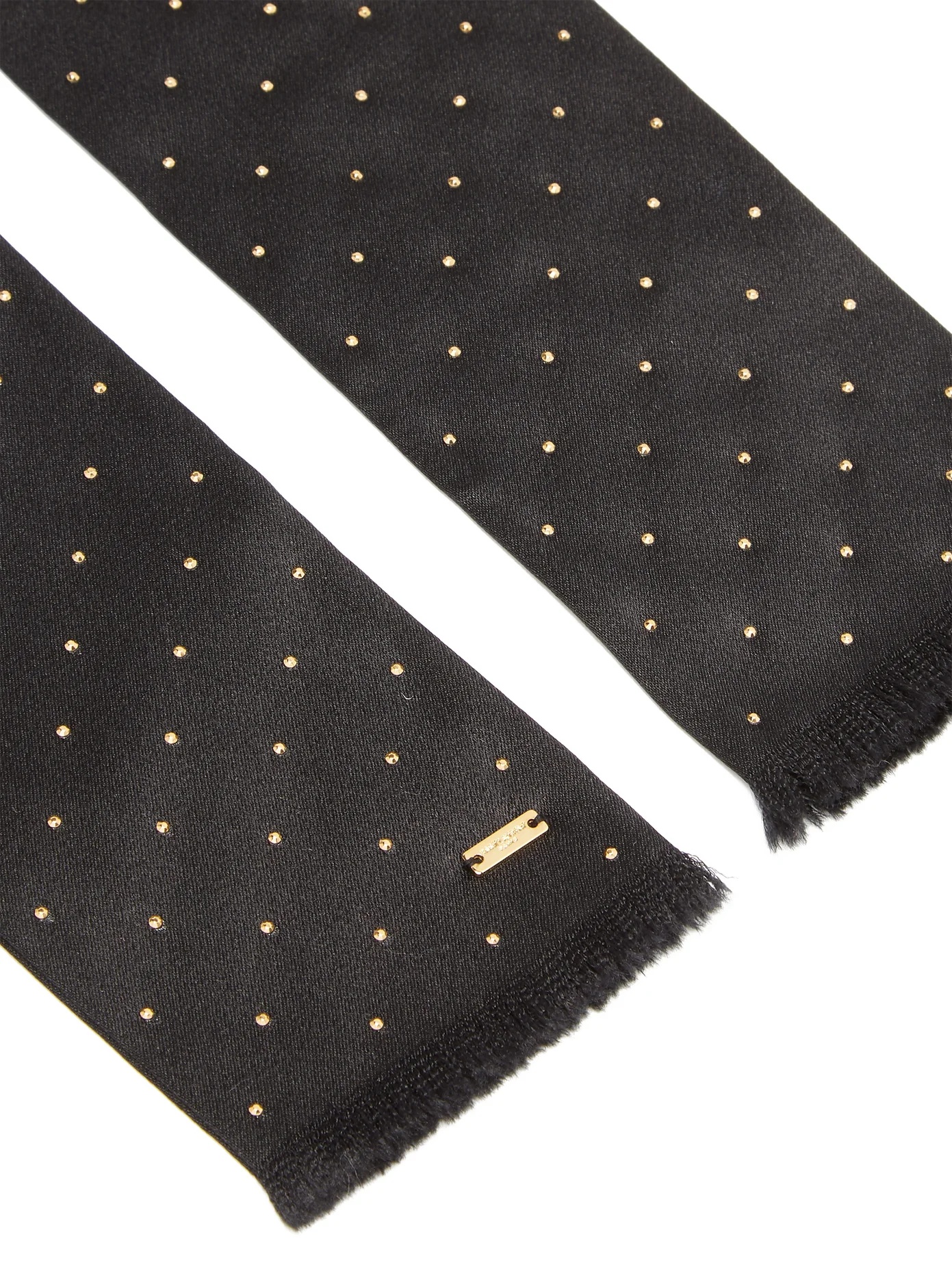 Studded frayed-edge silk scarf - 4