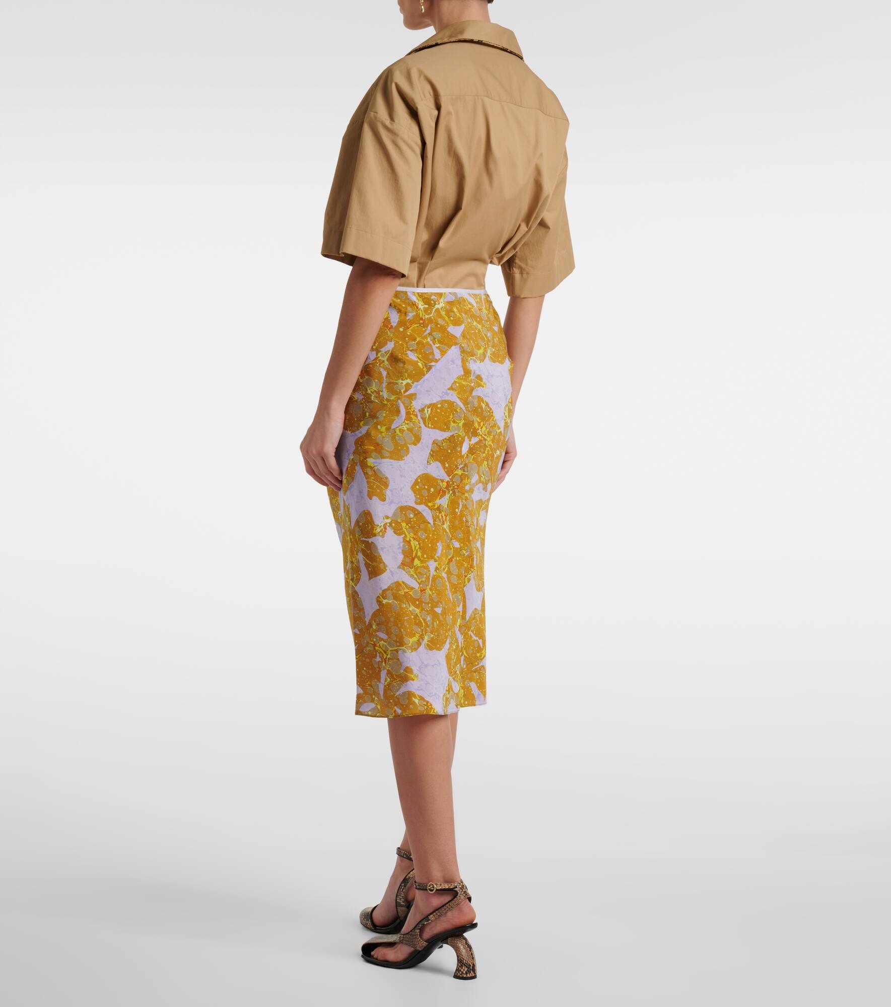 Printed silk midi skirt - 3