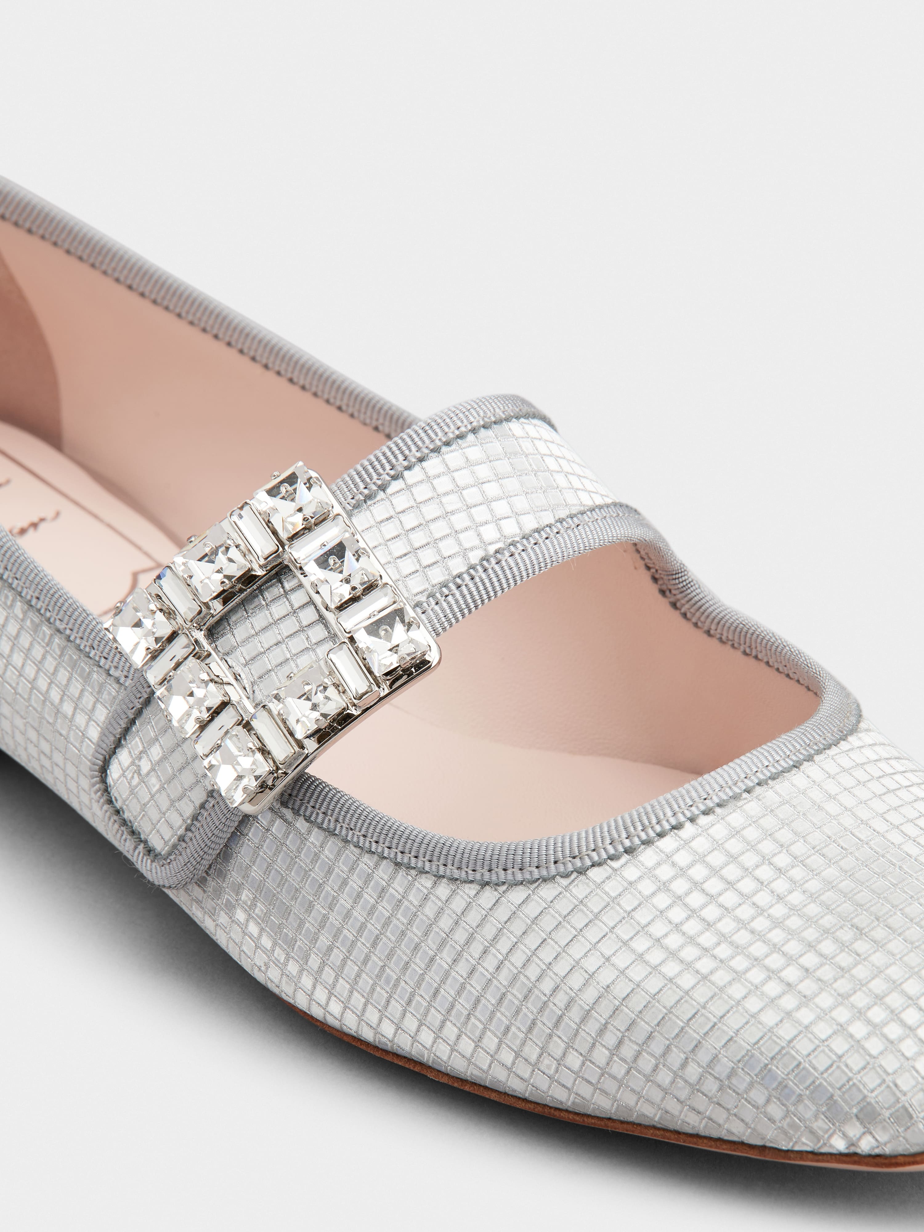 Trés Vivier Strass Buckle Babies Ballerinas in Fabric - 3
