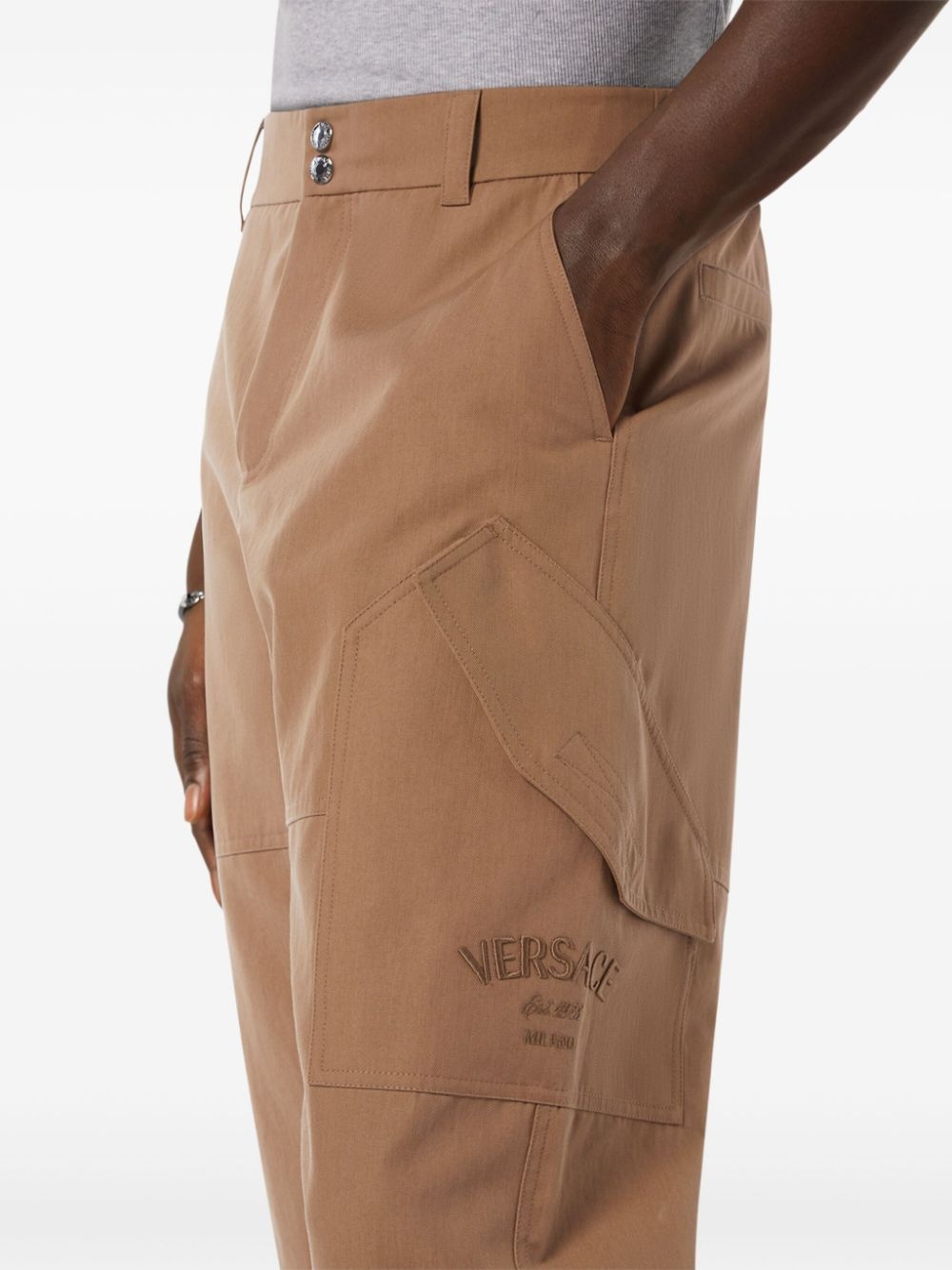 logo-embroiderd straight-leg trousers - 4