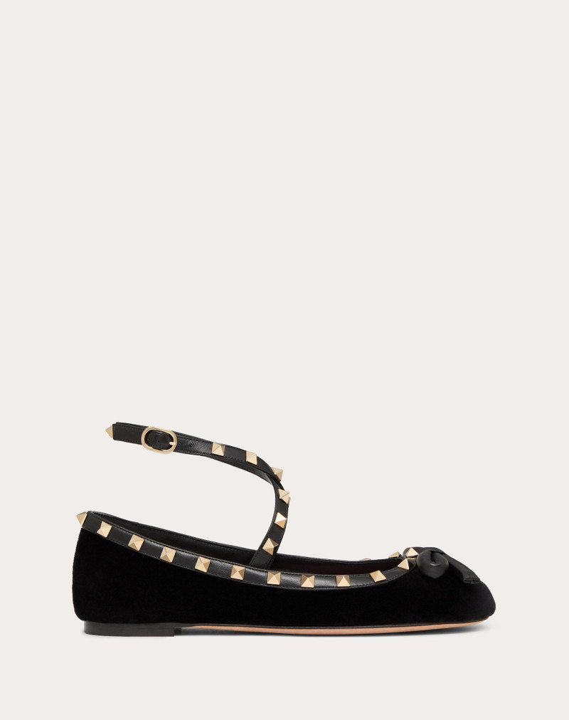 ROCKSTUD VELVET BALLERINA - 1
