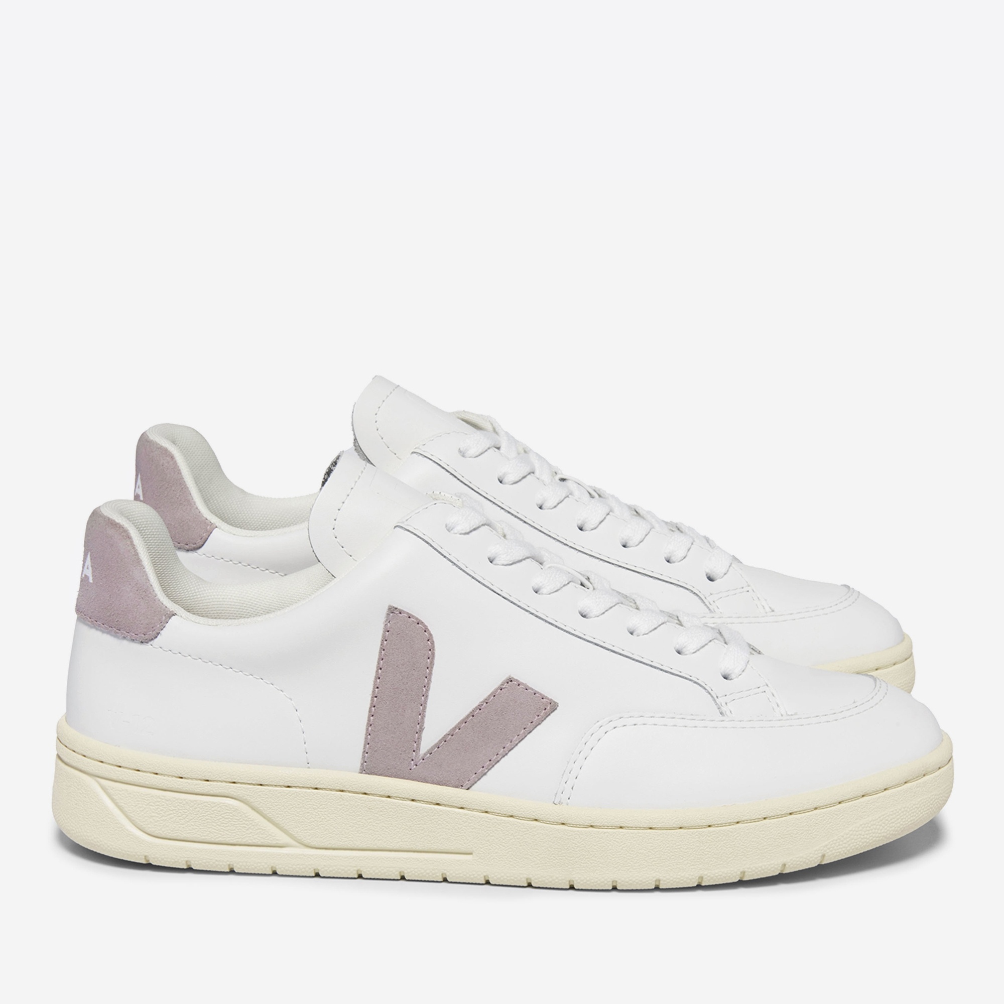 Veja Women's V-12 Leather Trainers - Extra White/Babe - 1