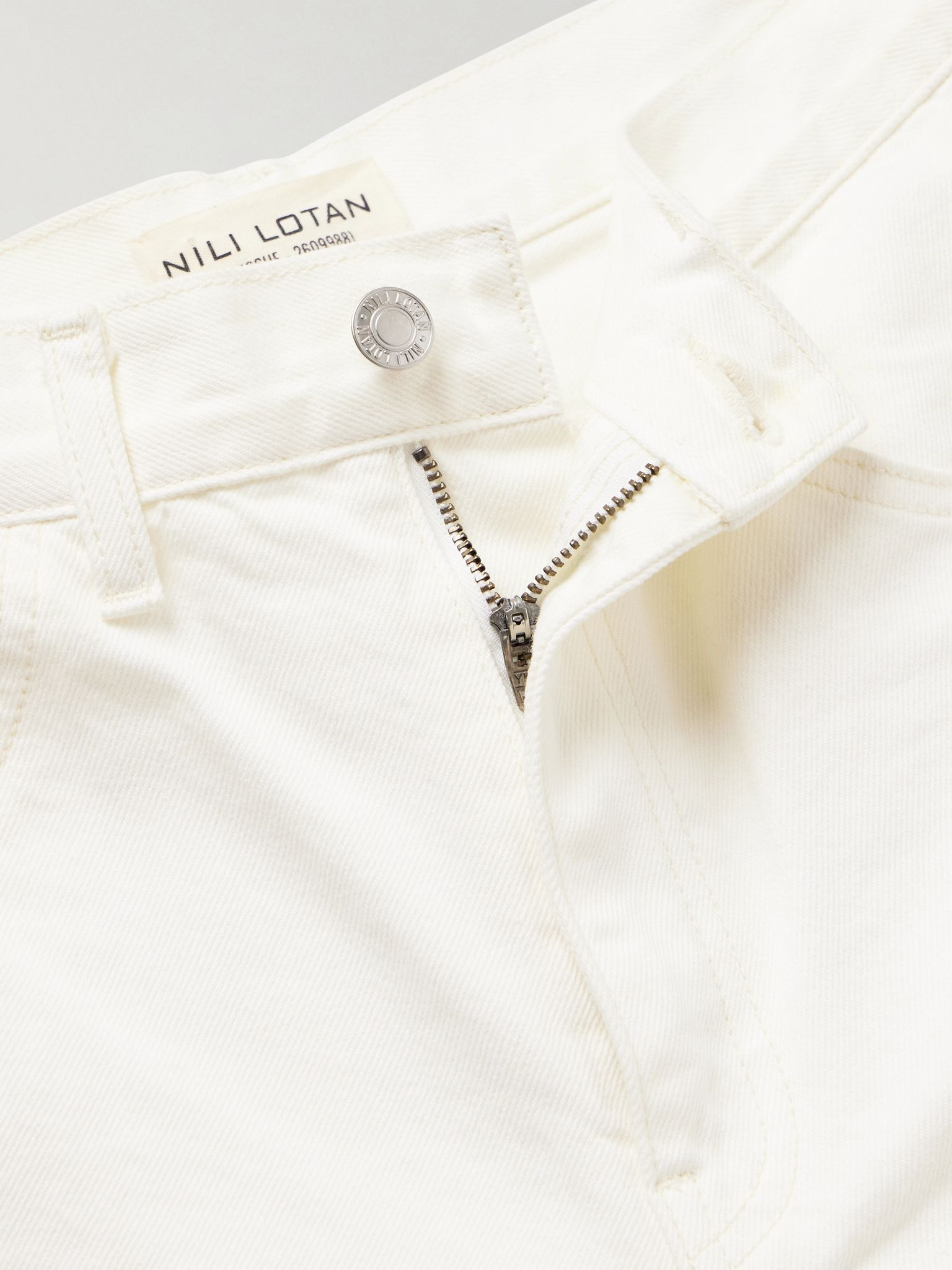 Calla frayed high-rise straight-leg jeans Cream - 5