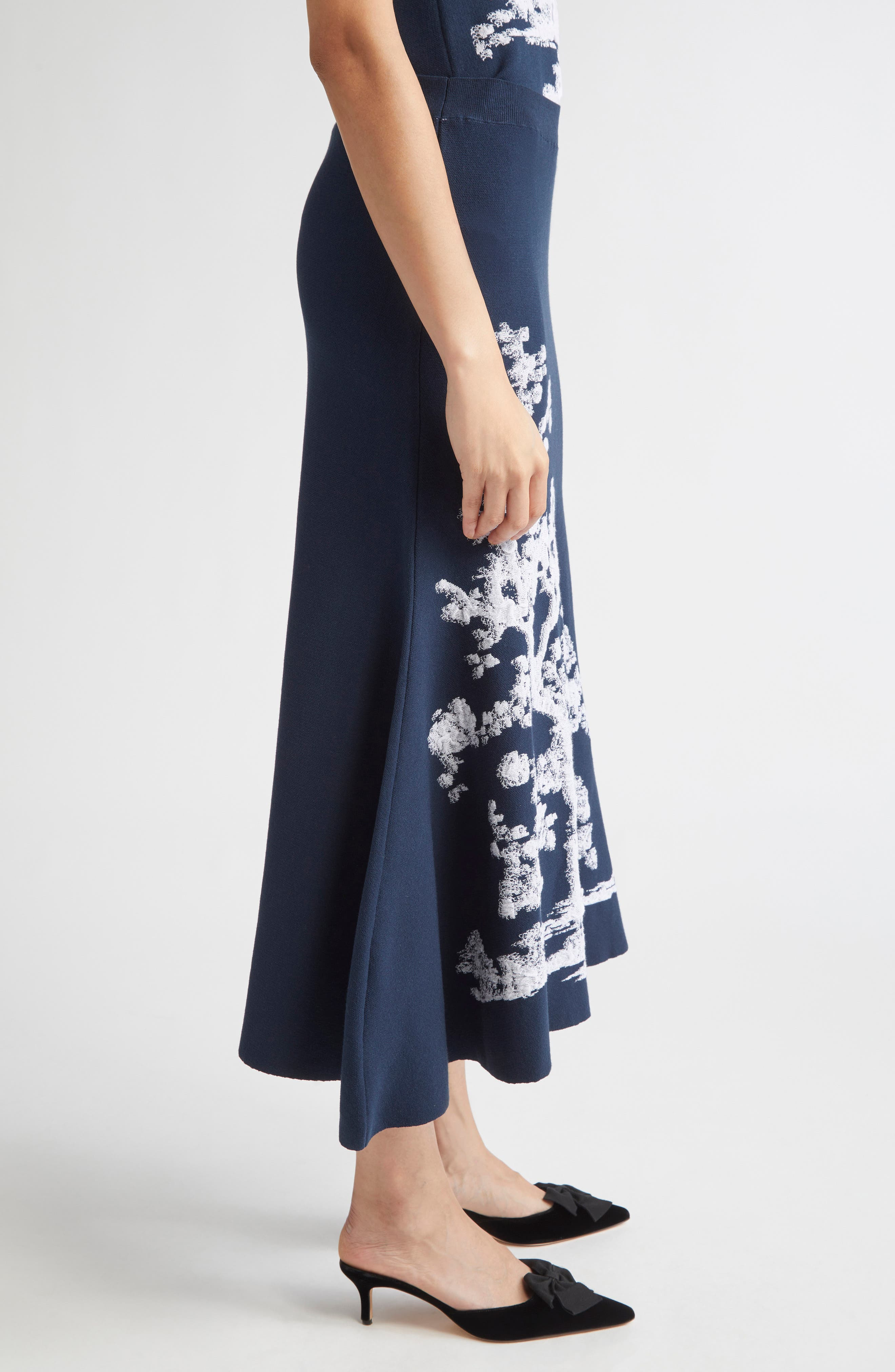 Erdem Etching Jacquard A-Line Knit Midi Skirt in Cyanotype Etching Navy at Nordstrom - 4