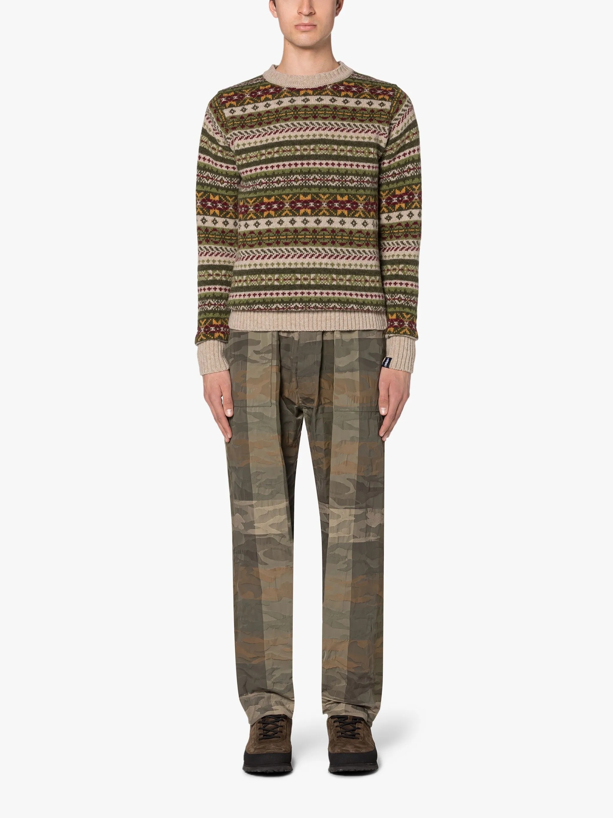 IMPULSE OATMILK WOOL FAIR ISLE CREWNECK SWEATER - 2