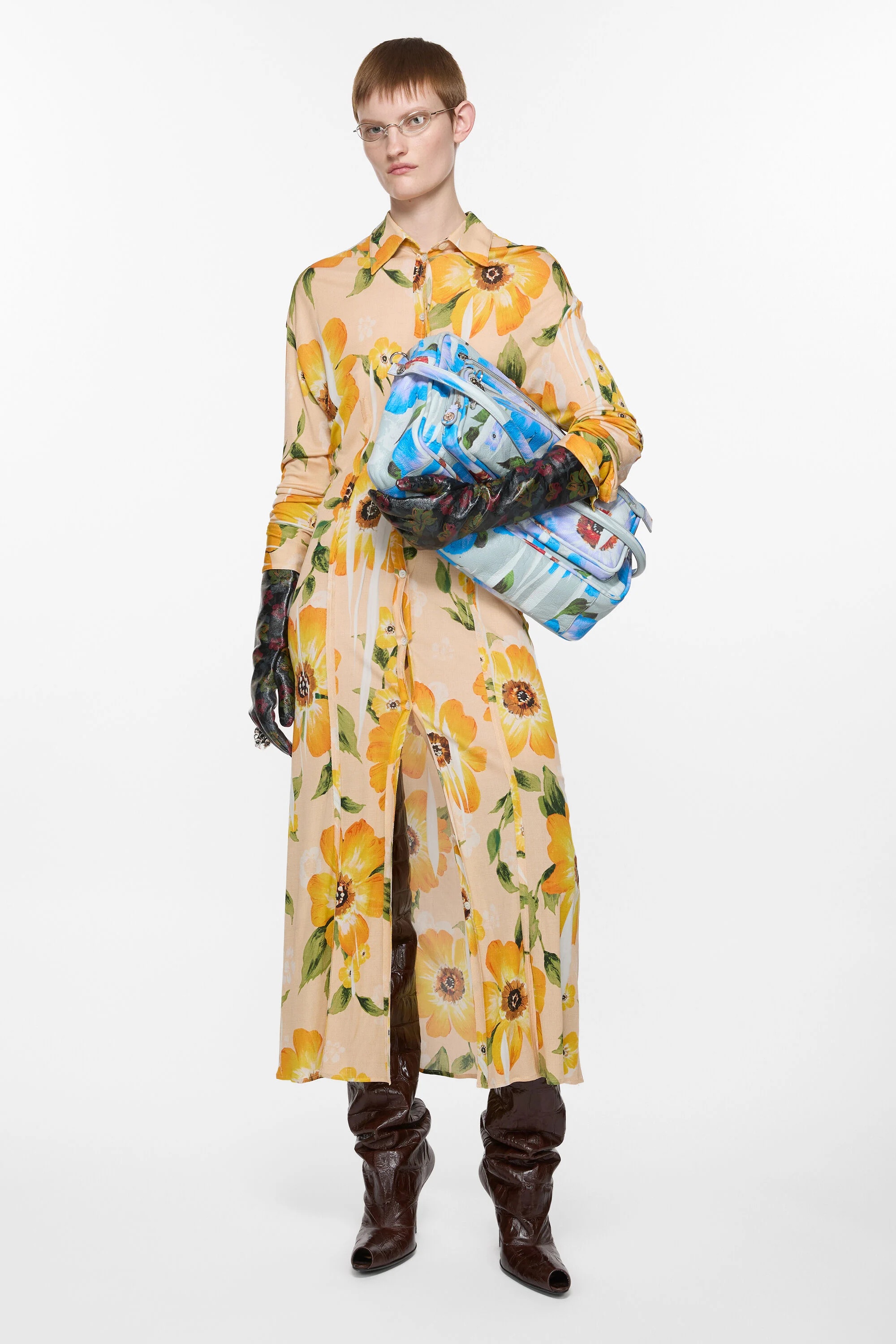 Button-up printed dress - Orange Multi - 4