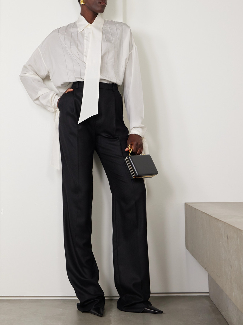 Lanvin Scarf-detailed Embroidered Silk-twill Shirt outlook