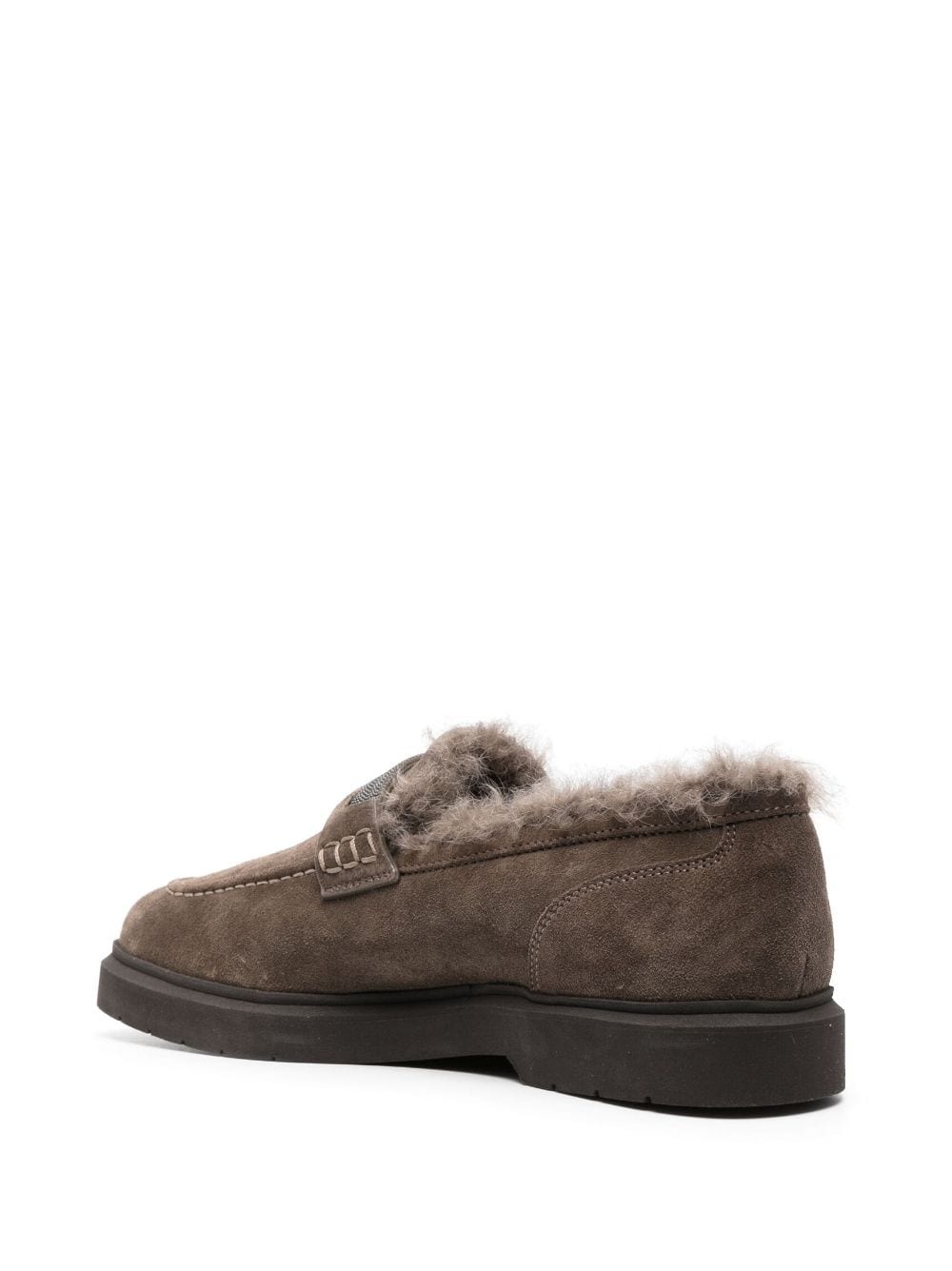 shearling-lined suede loafers - 3