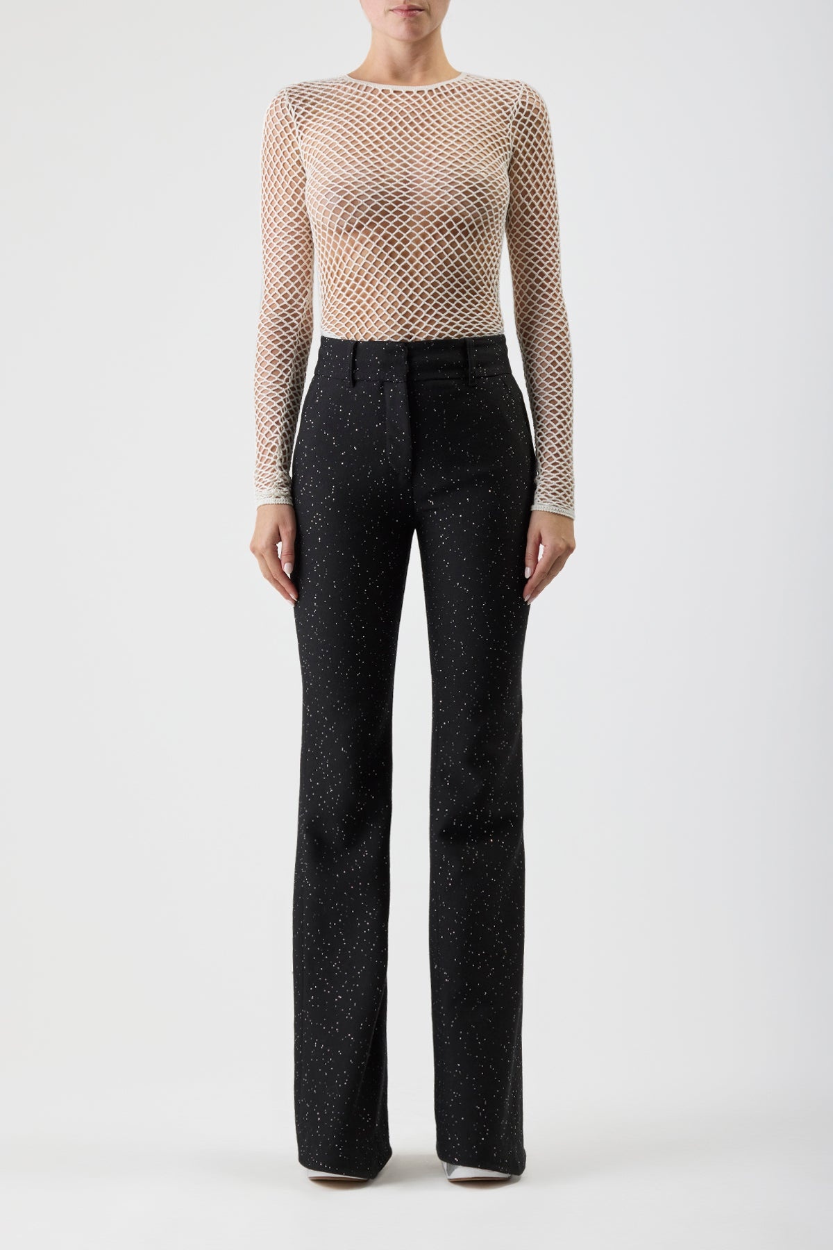 Allanon Sequin Pant in Black Wool - 3