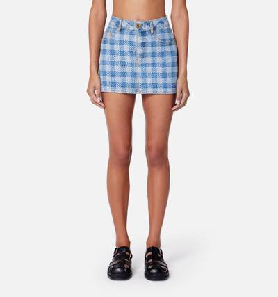 AMI Paris Gingham Pattern Jacquard Denim Mini Skirt outlook