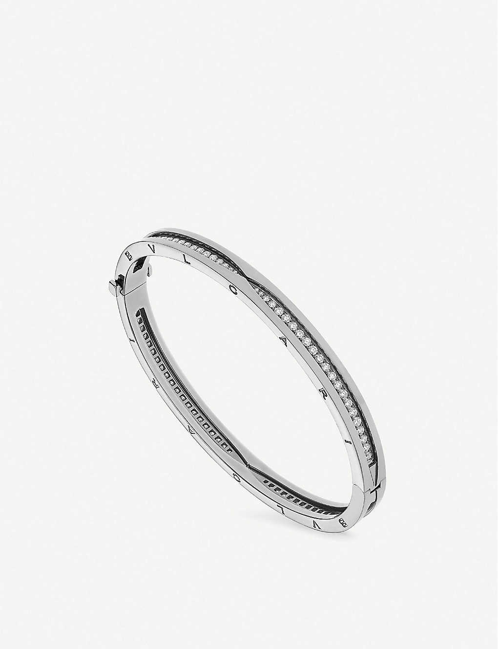 BVLGARI B.zero1 18ct white-gold and diamond pavé bracelet | REVERSIBLE