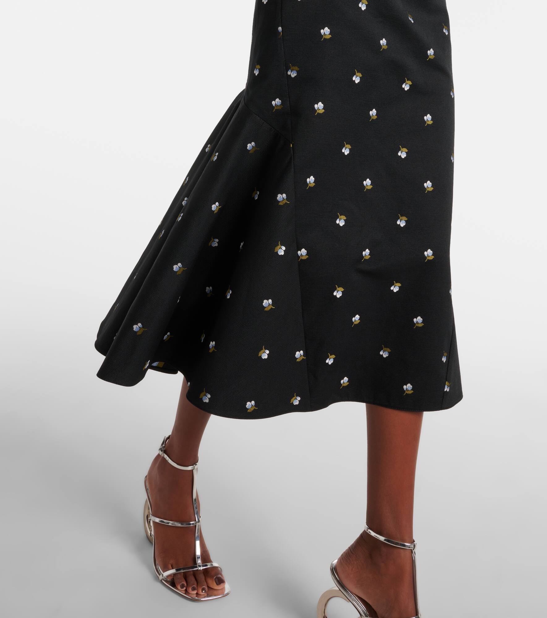 Embroidered jacquard midi skirt - 5