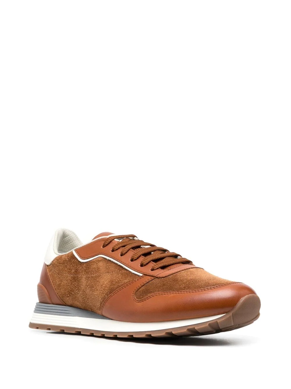 low top panelled suede sneakers - 2