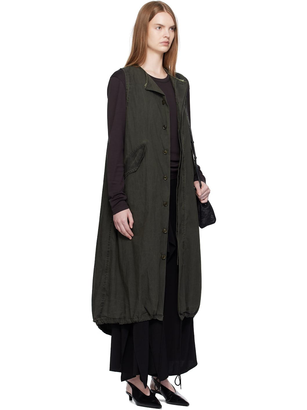 Khaki Fishtail Midi Dress - 2