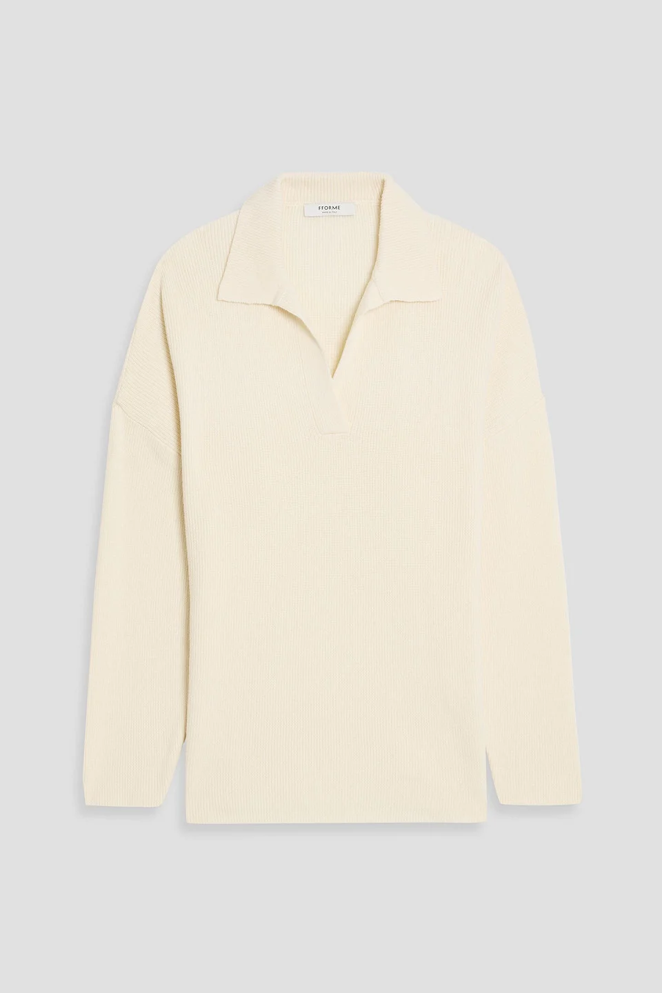 Louise ribbed merino wool and cashmere-blend polo sweater - 1