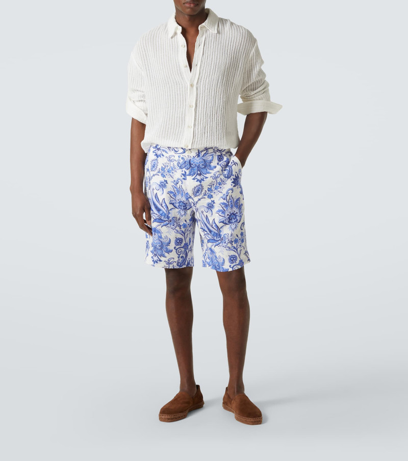 Etro Printed linen Bermuda shorts outlook