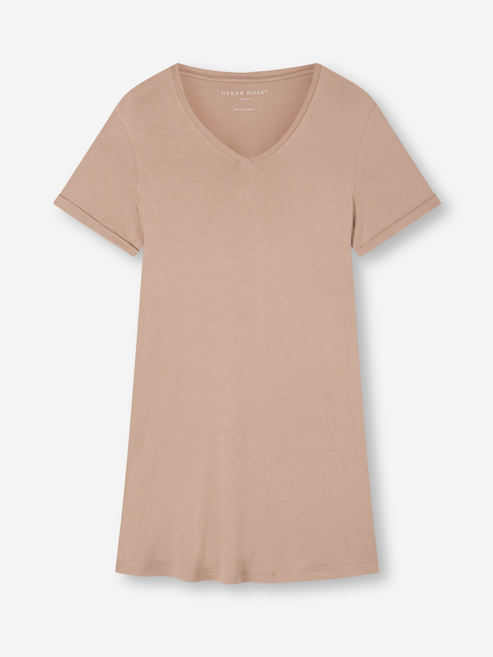 Women's V-Neck Sleep T-Shirt Lara Micro Modal Stretch Almond Blush - 6