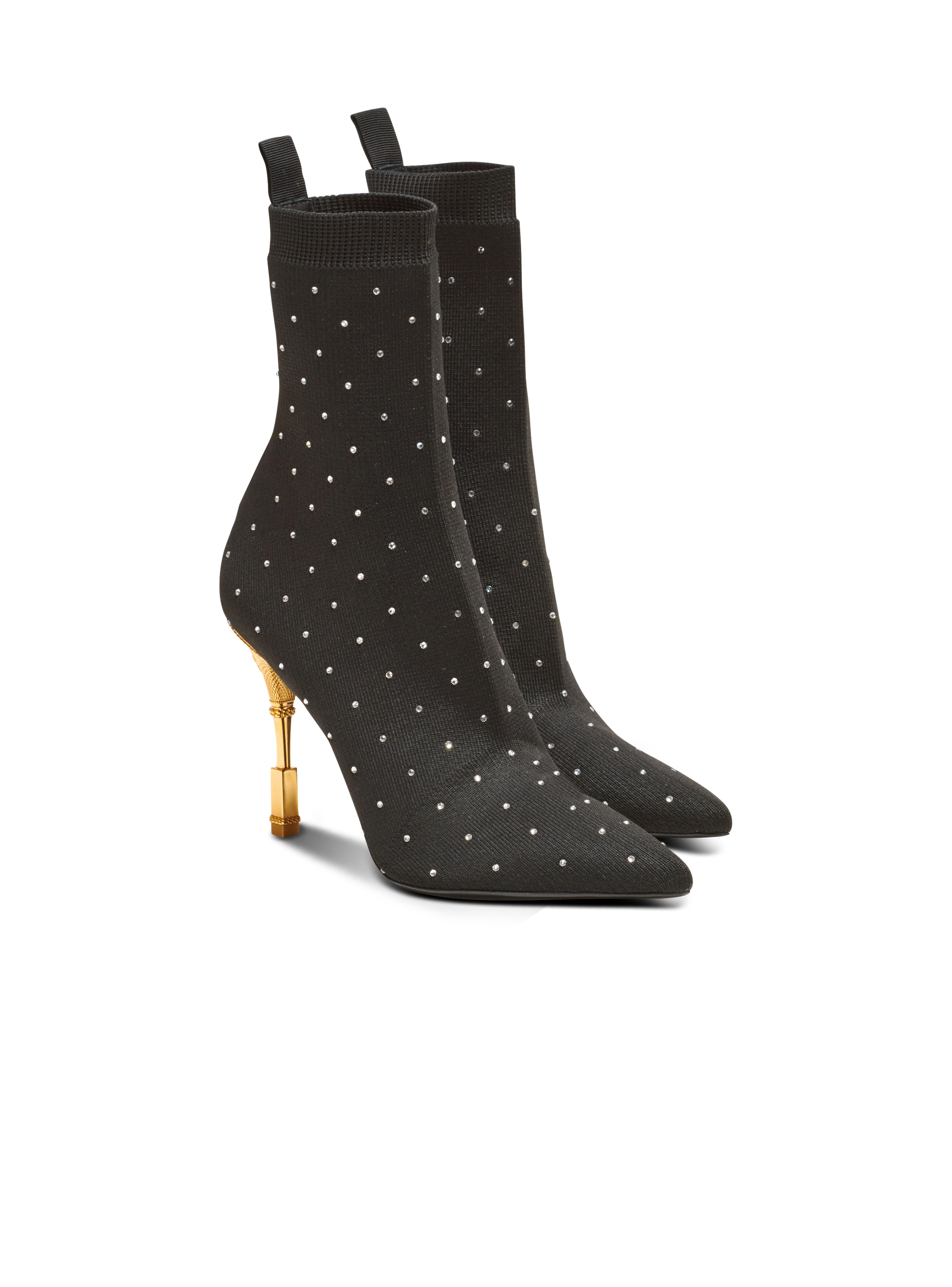 Moneta rhinestoned knit ankle boots - 2