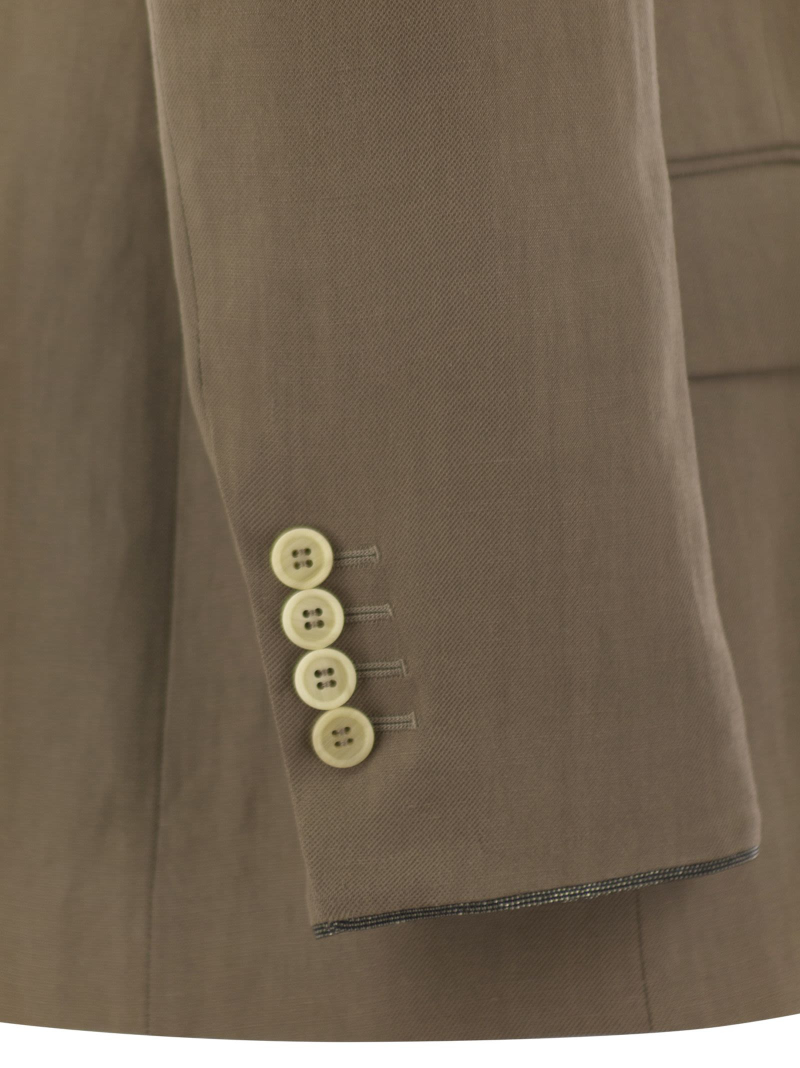 Brunello Cucinelli Women Fluid Viscose And Linen Twill Jacket With Shiny Cuffs - 4