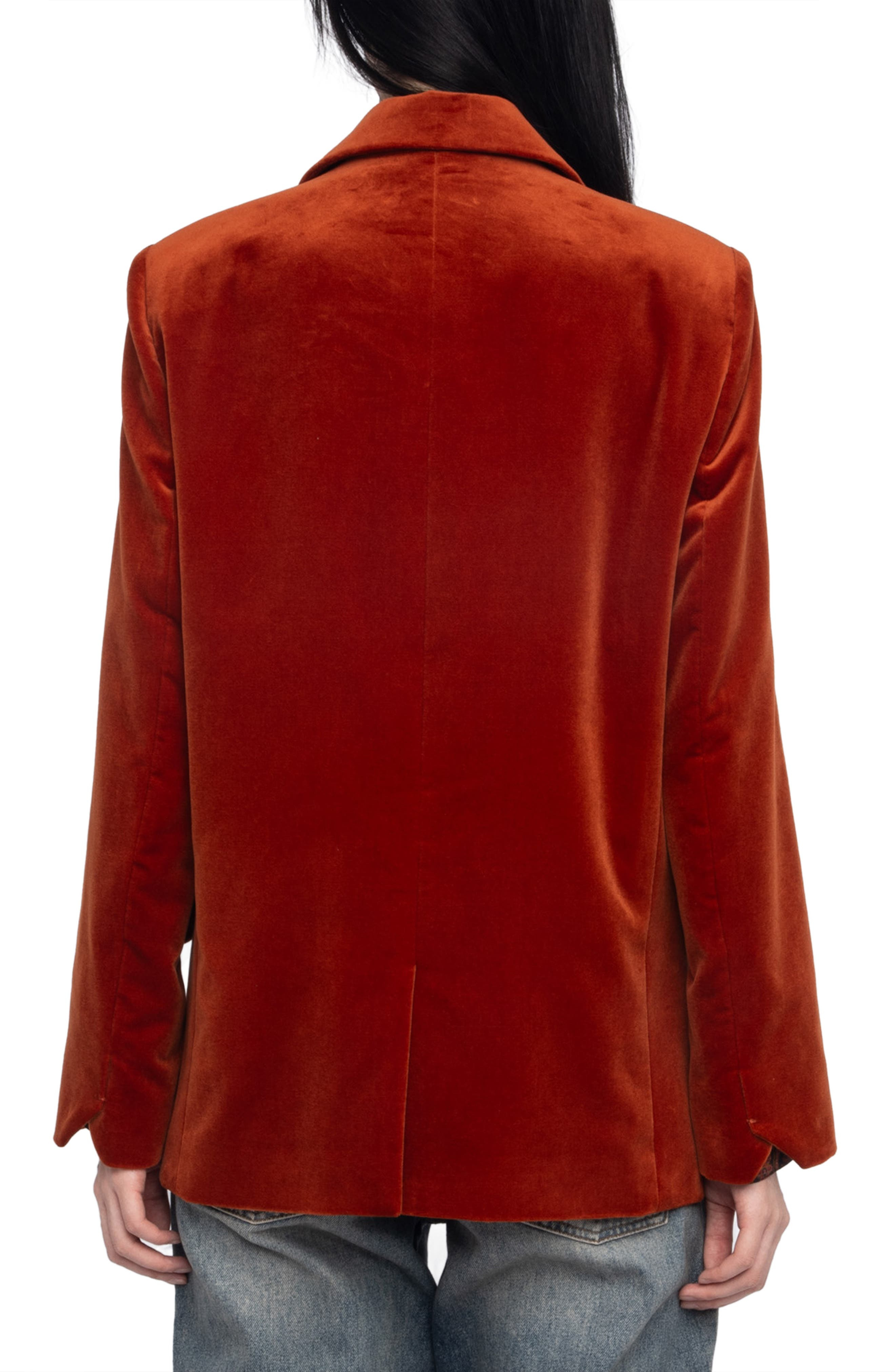 Zadig & Voltaire Vaska Double Breasted Velvet Blazer in Burn at Nordstrom - 2