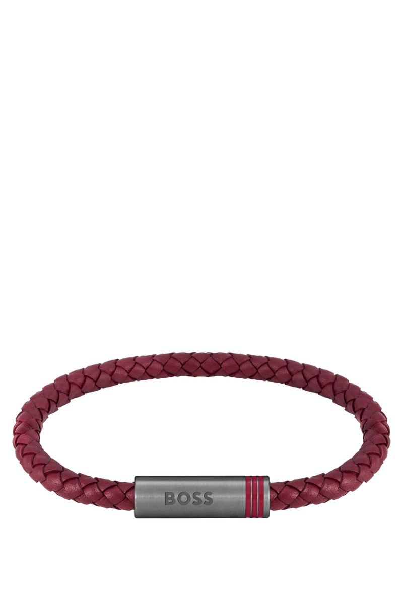 RED BRAIDED-LEATHER CUFF WITH MAGNETIC LOGO CLOSURE 1