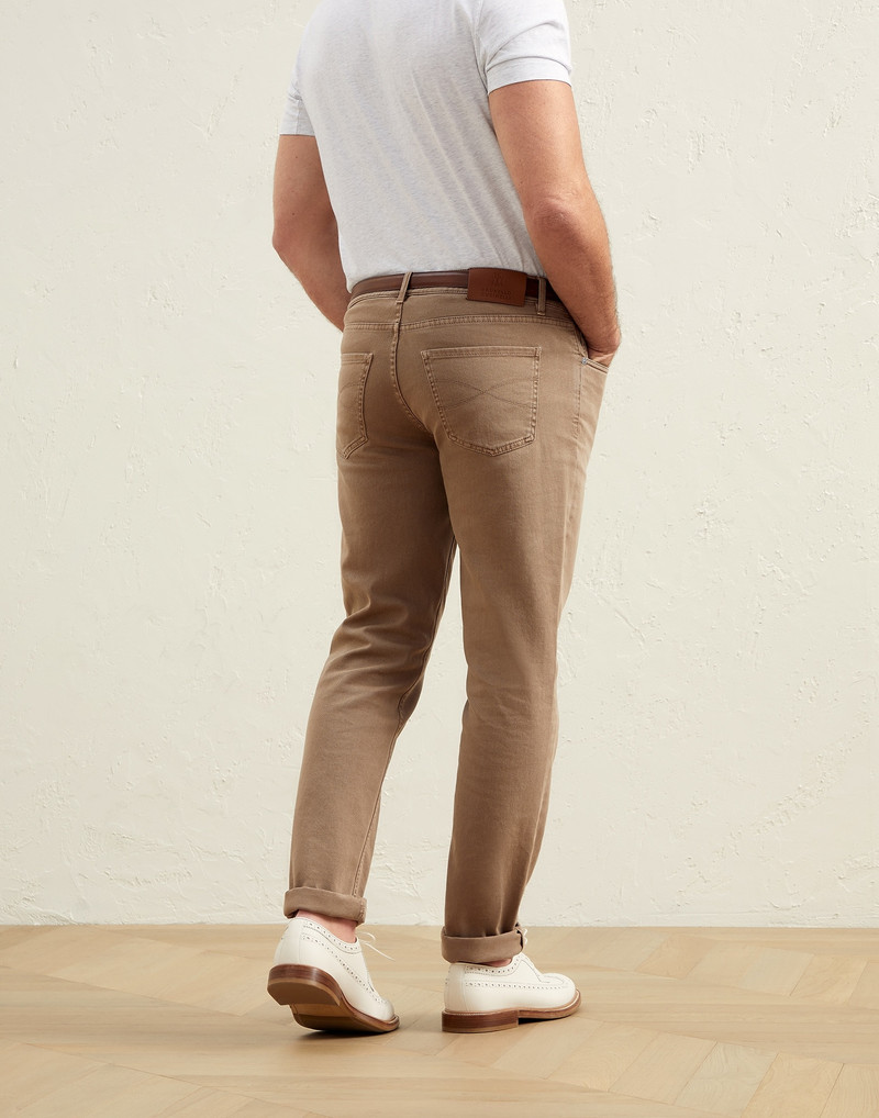 Dyed comfort denim traditional fit five-pocket trousers 2