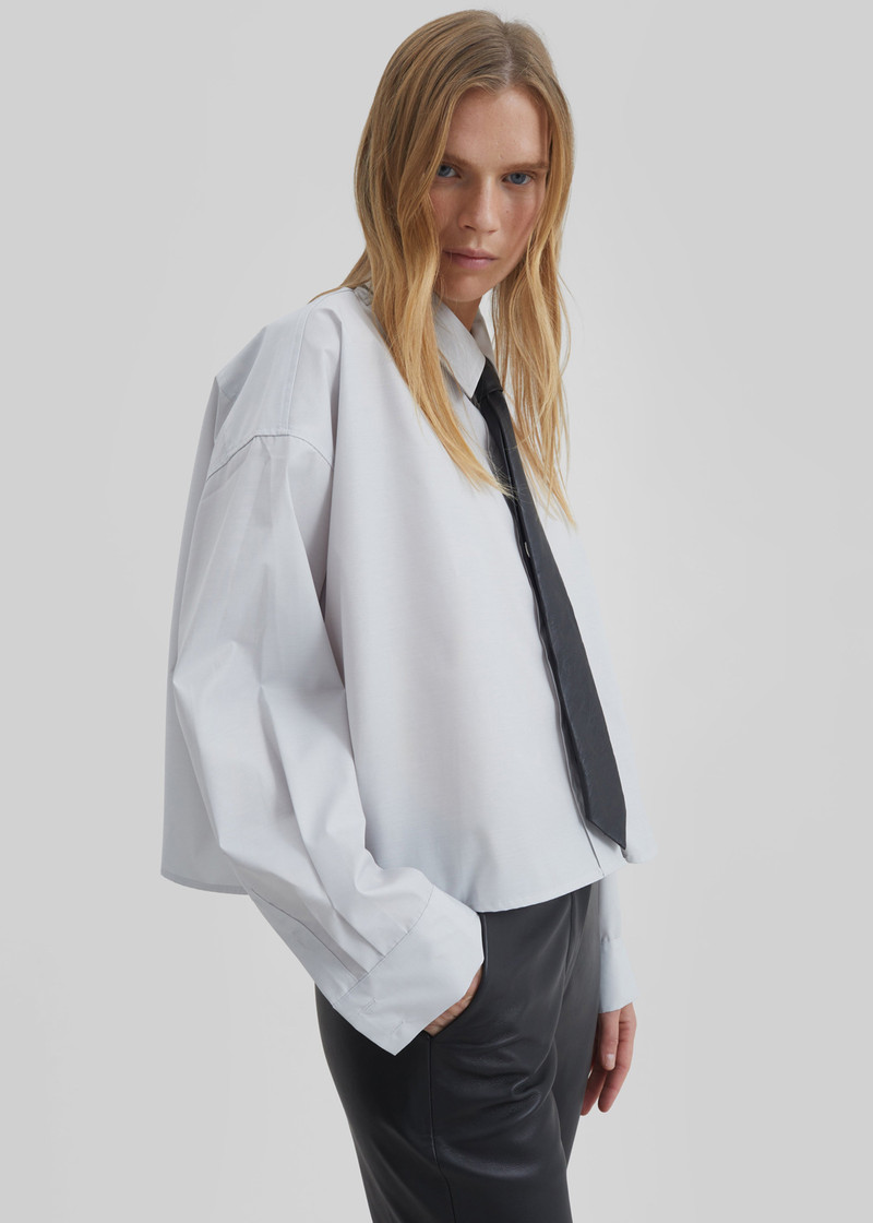 Arlen Cotton Boxy Shirt - Slate Grey 5