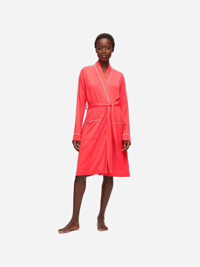 Derek Rose Women's Dressing Gown Lara Micro Modal Stretch Watermelon Pink outlook