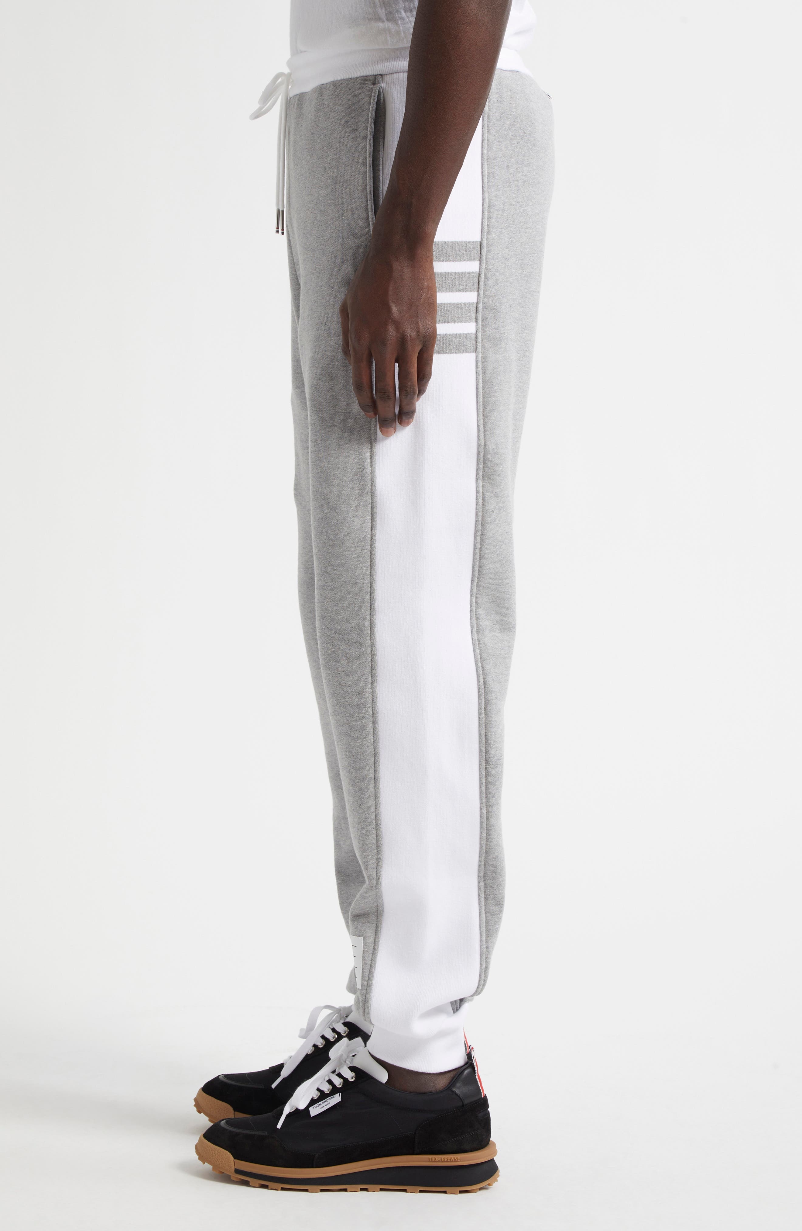 Thom Browne 4-Bar French Terry Joggers in Light Grey at Nordstrom - 4