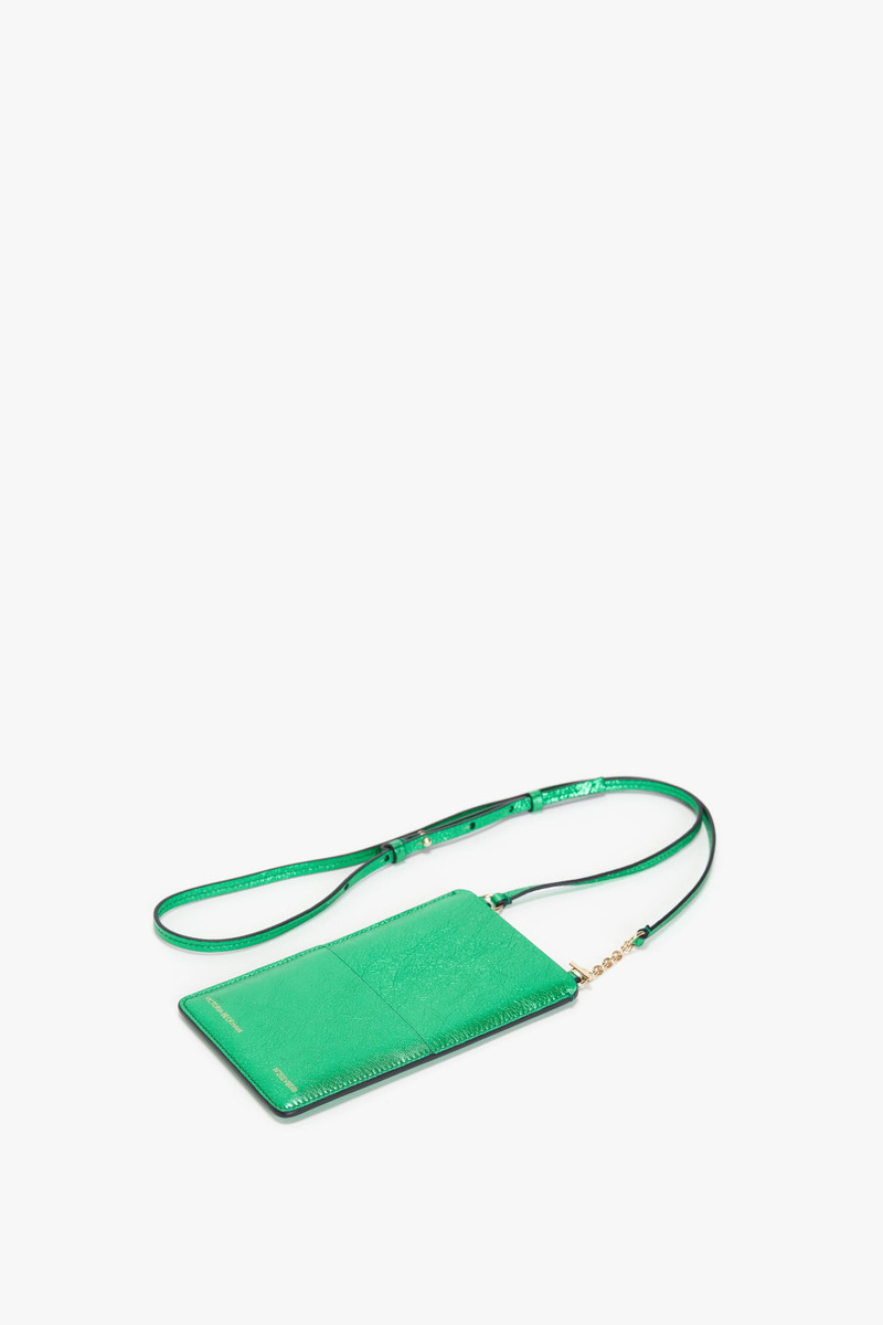 Iphone Pouch In Metallic Green Leather 4