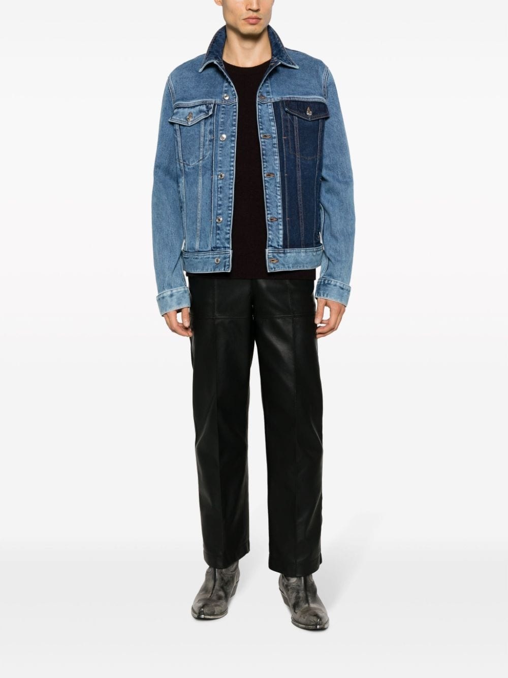 colour-block stretch-cotton denim jacket - 2