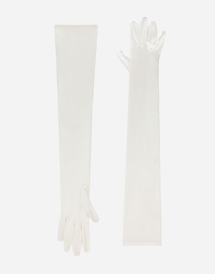 Long silk satin gloves - 1