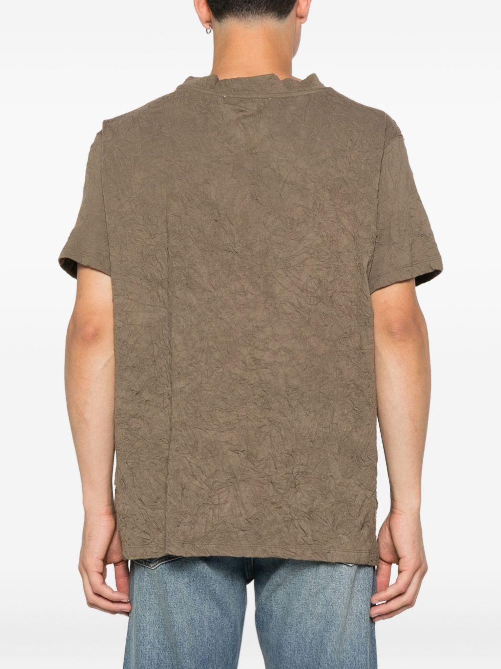crinkle crew-neck T-shirt - 3