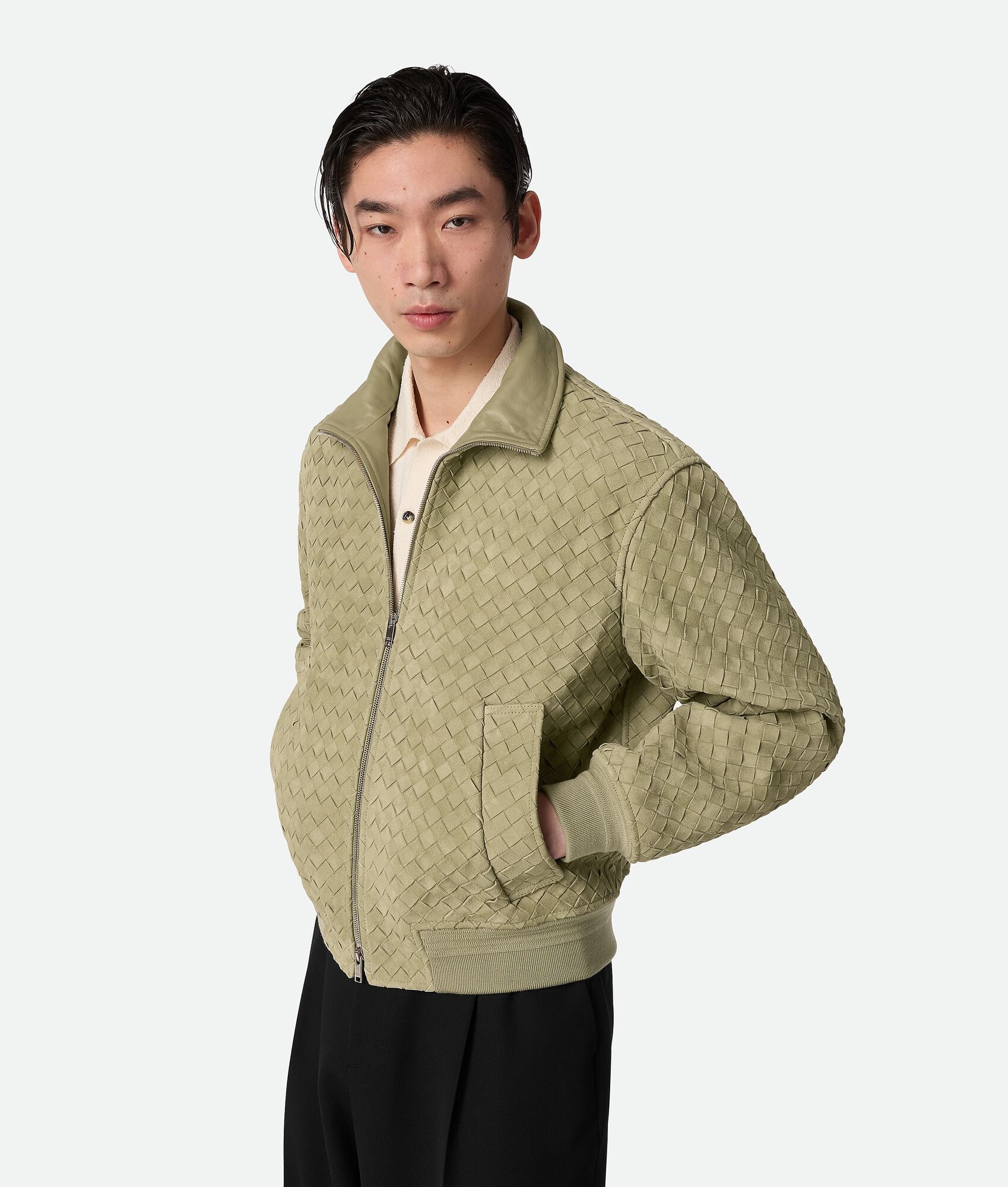 Intrecciato Suede Leather Blouson - 2