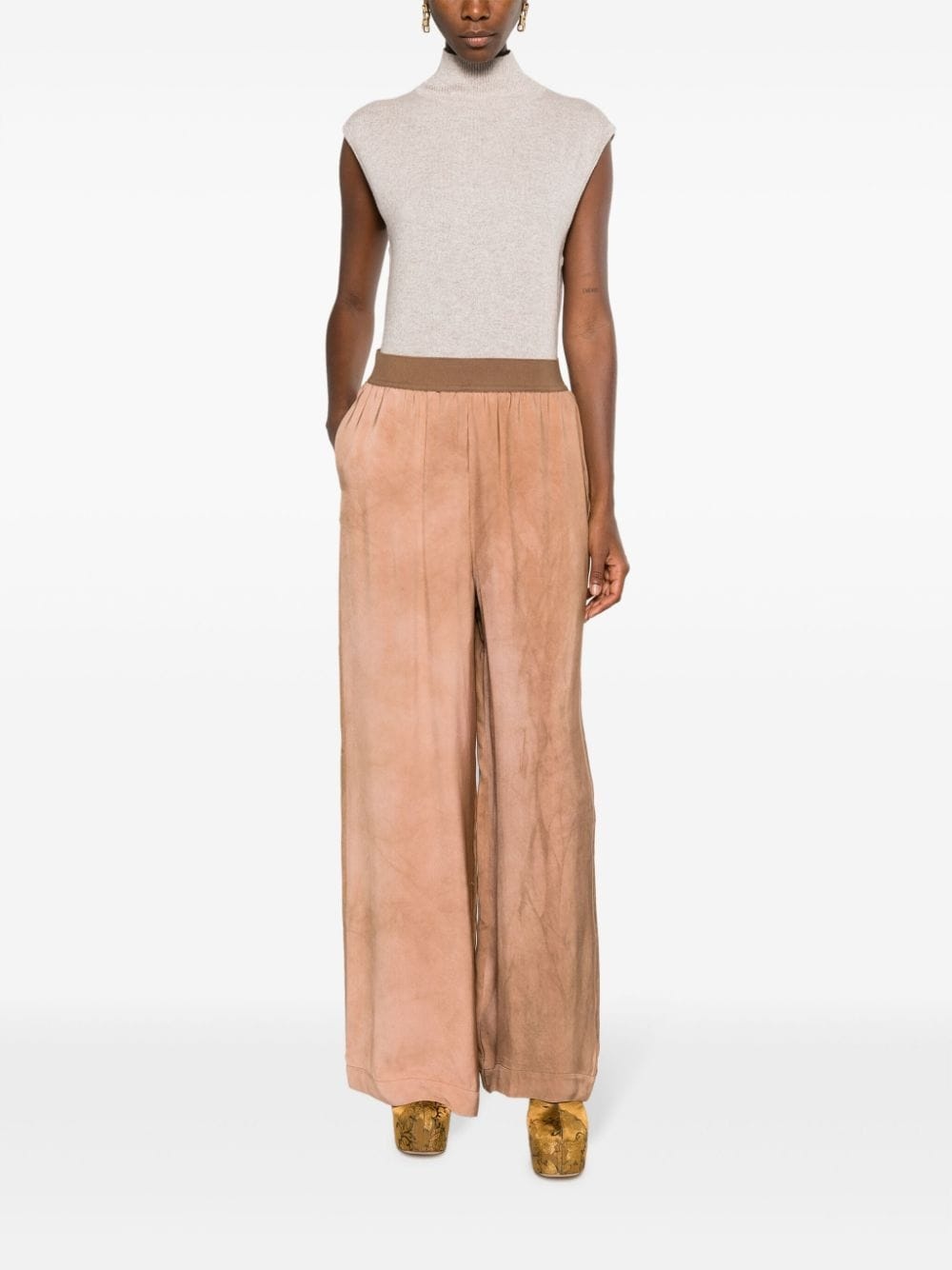 wide-leg velvet trousers - 3