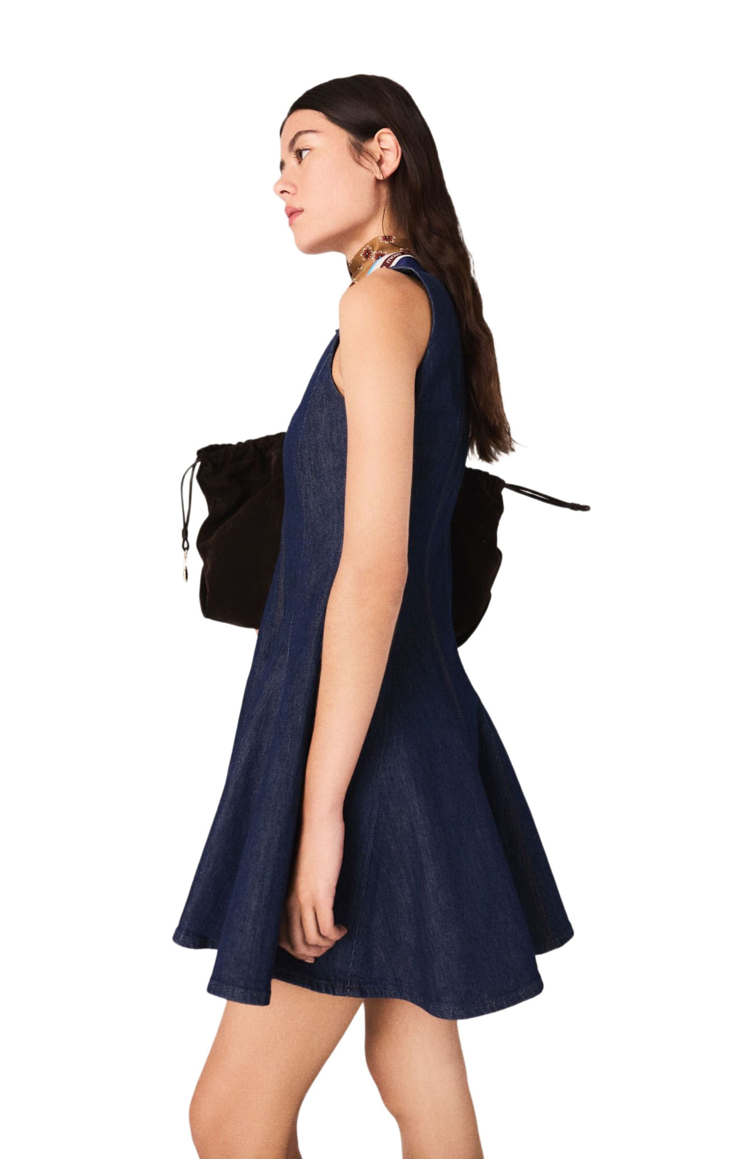 maje Short denim dress with ruffles in Navy at Nordstrom - 3