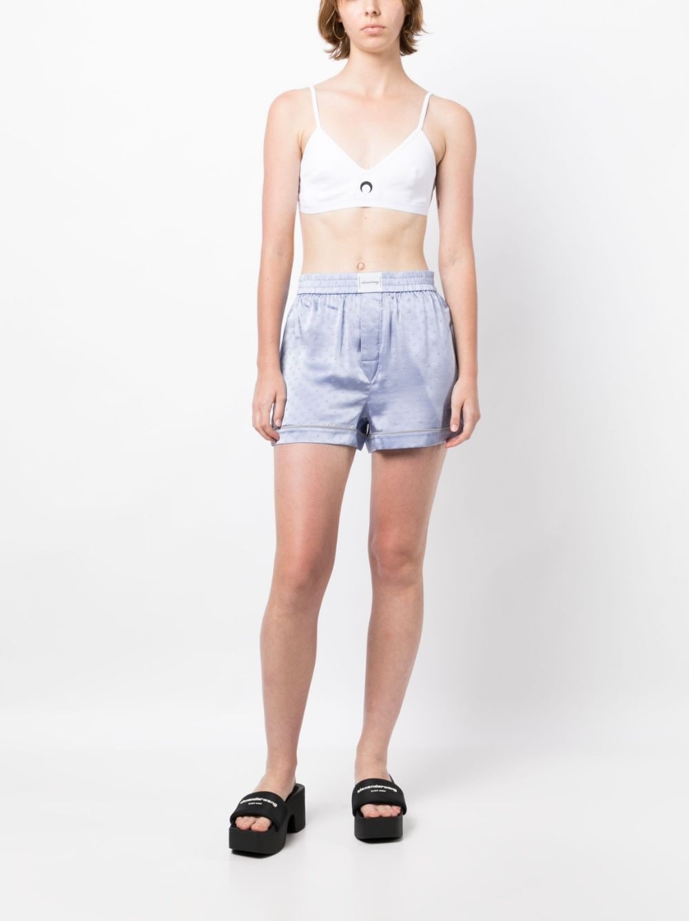 logo-jacquard silk boxer shorts - 2