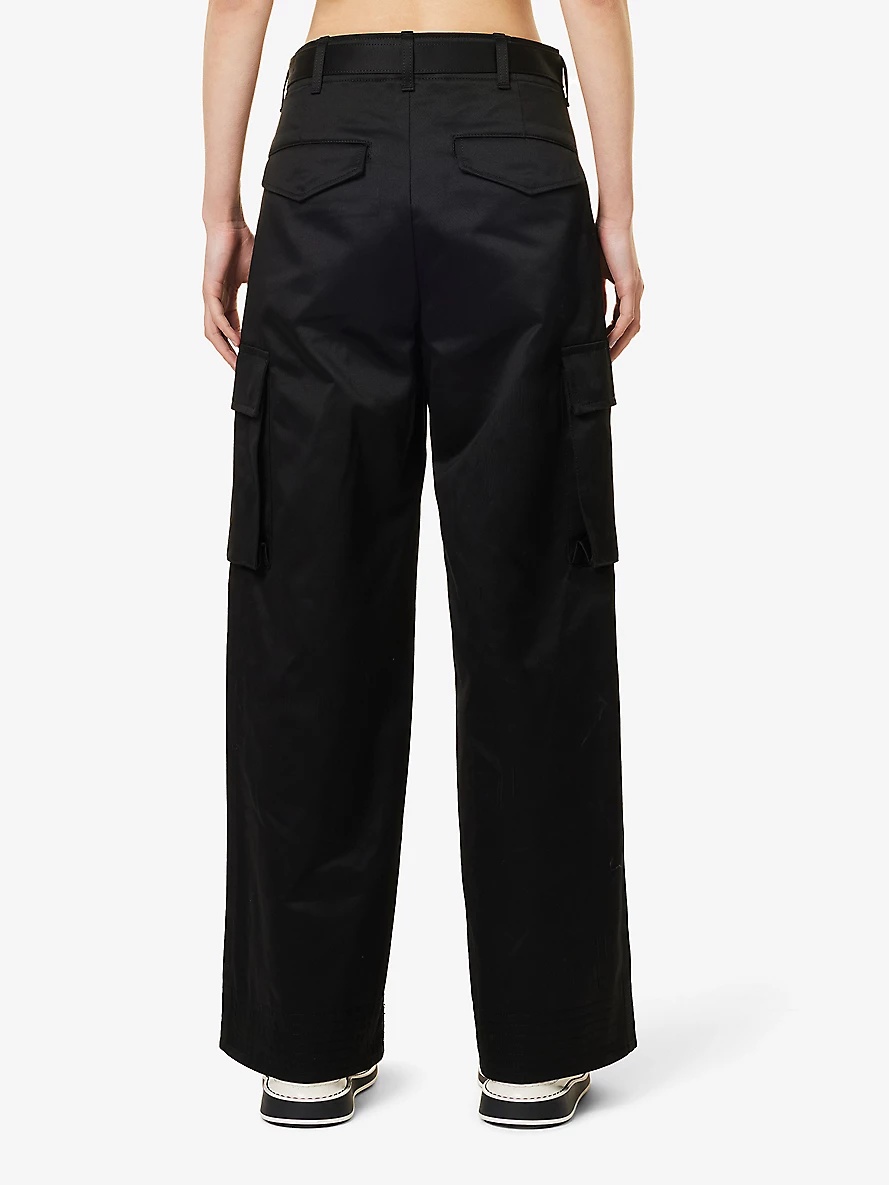 Wide-leg mid-rise cotton trousers - 4