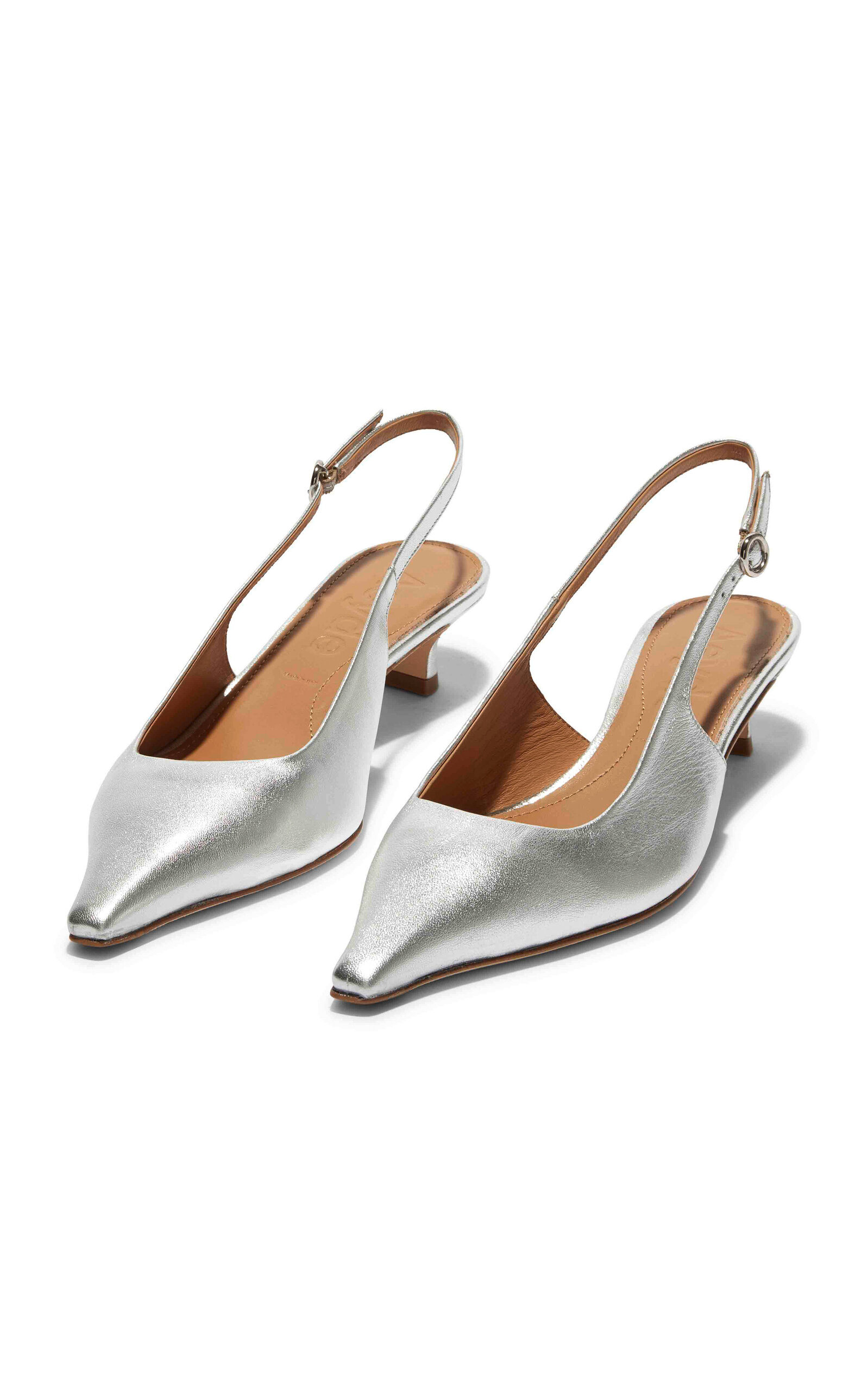 Catrina Metallic Leather Slingback Pumps silver - 3