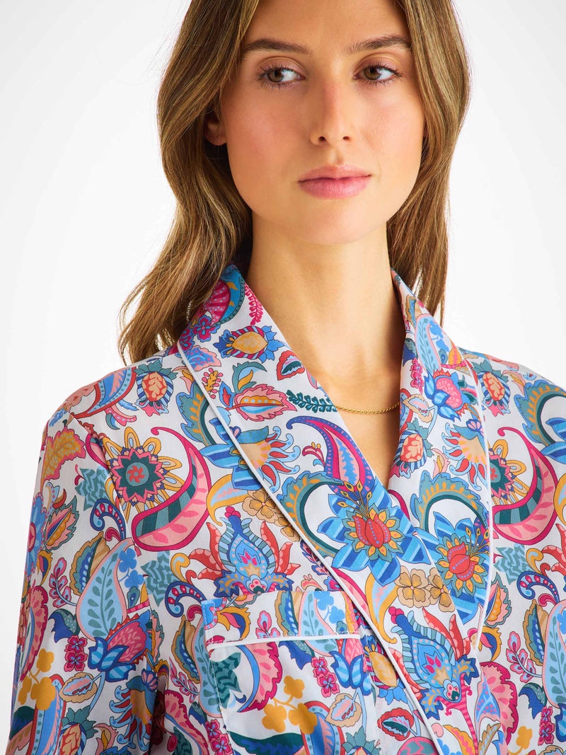 Women's Robe Cotton Batiste Multi Jungle Paisley Print - 5