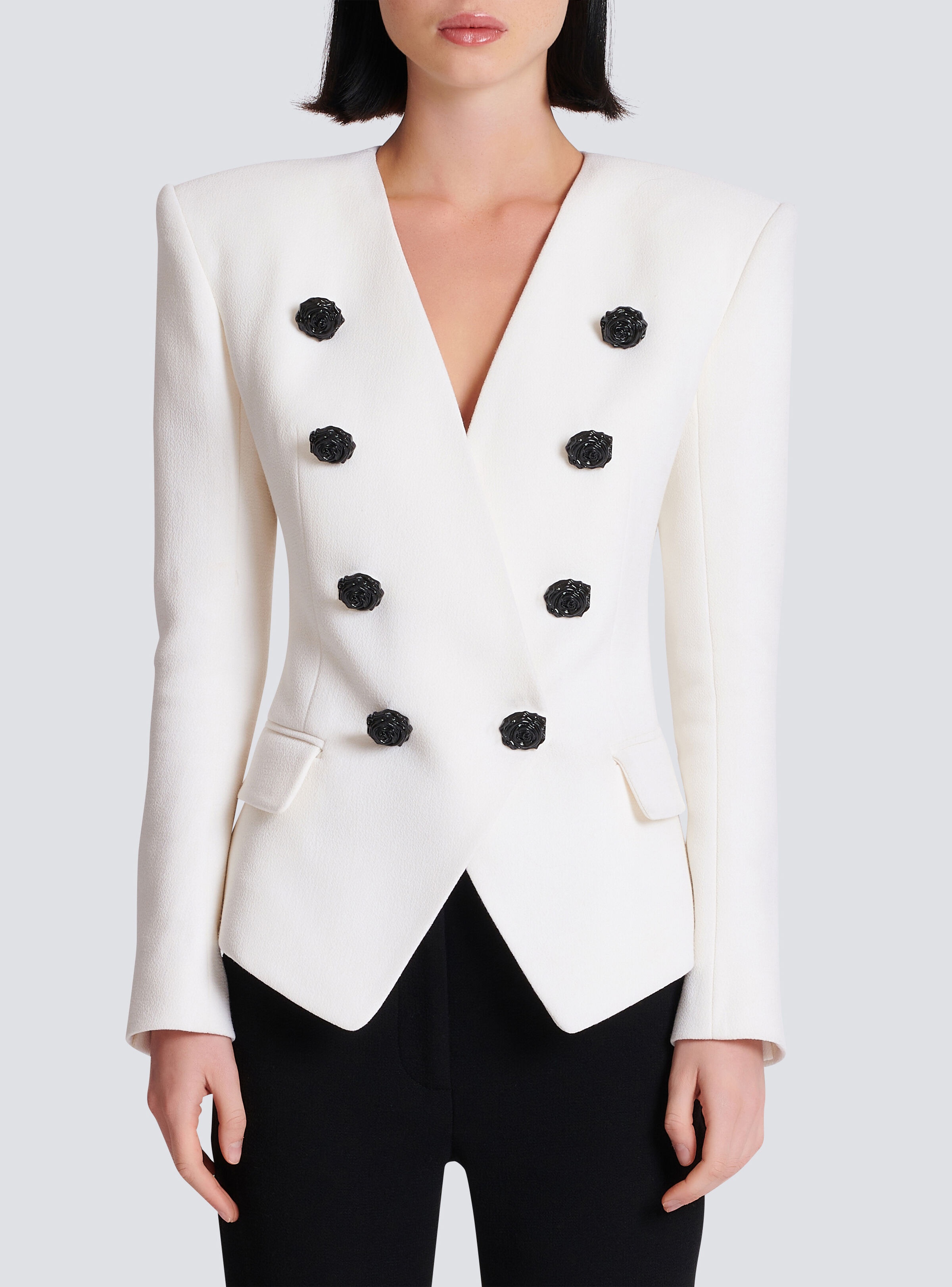 8-button double crepe jacket - 5