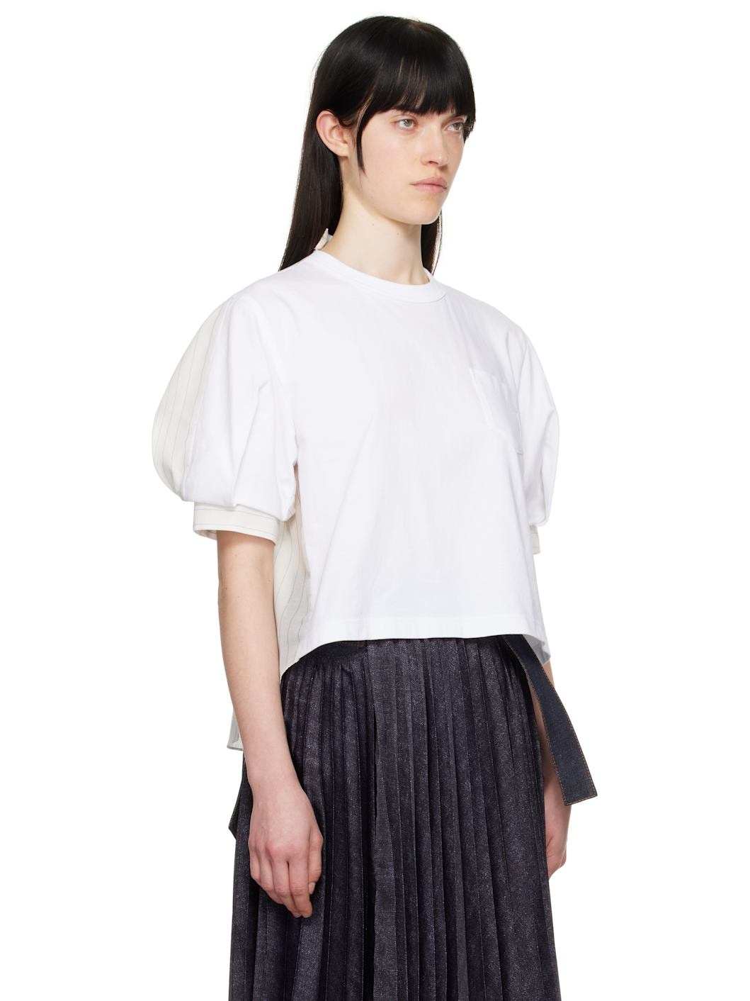 Off-White Spun Organza & Cotton Jersey T-shirt - 2